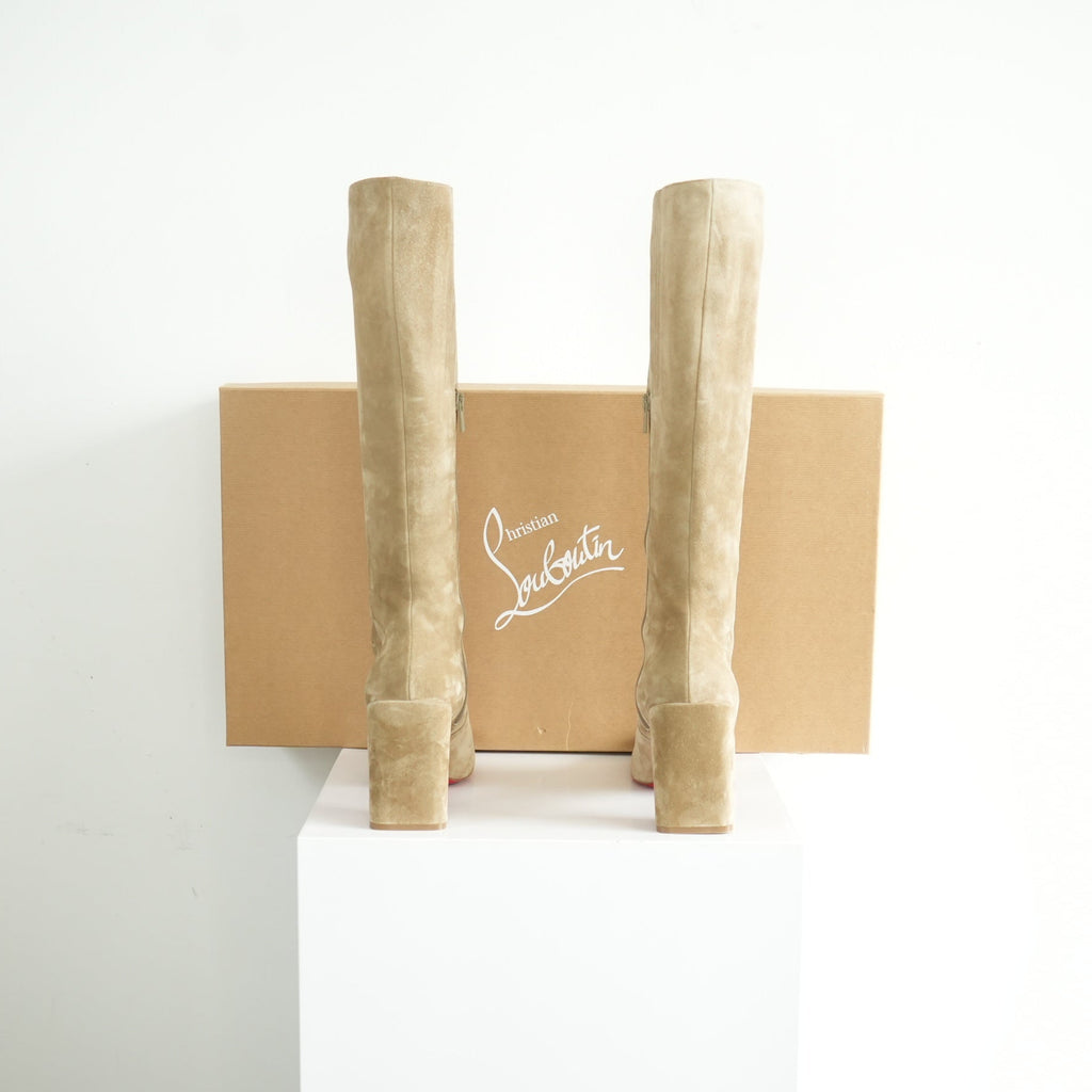 Christian Louboutin Cavalika 85 Suede Knee High Boots Size 41 With Box