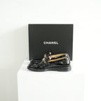 Chanel Black Patent leather Loafers Size 38 1/5 With Box