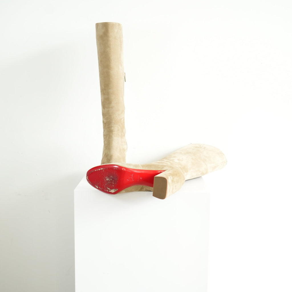 Christian Louboutin Cavalika 85 Suede Knee High Boots Size 41 With Box