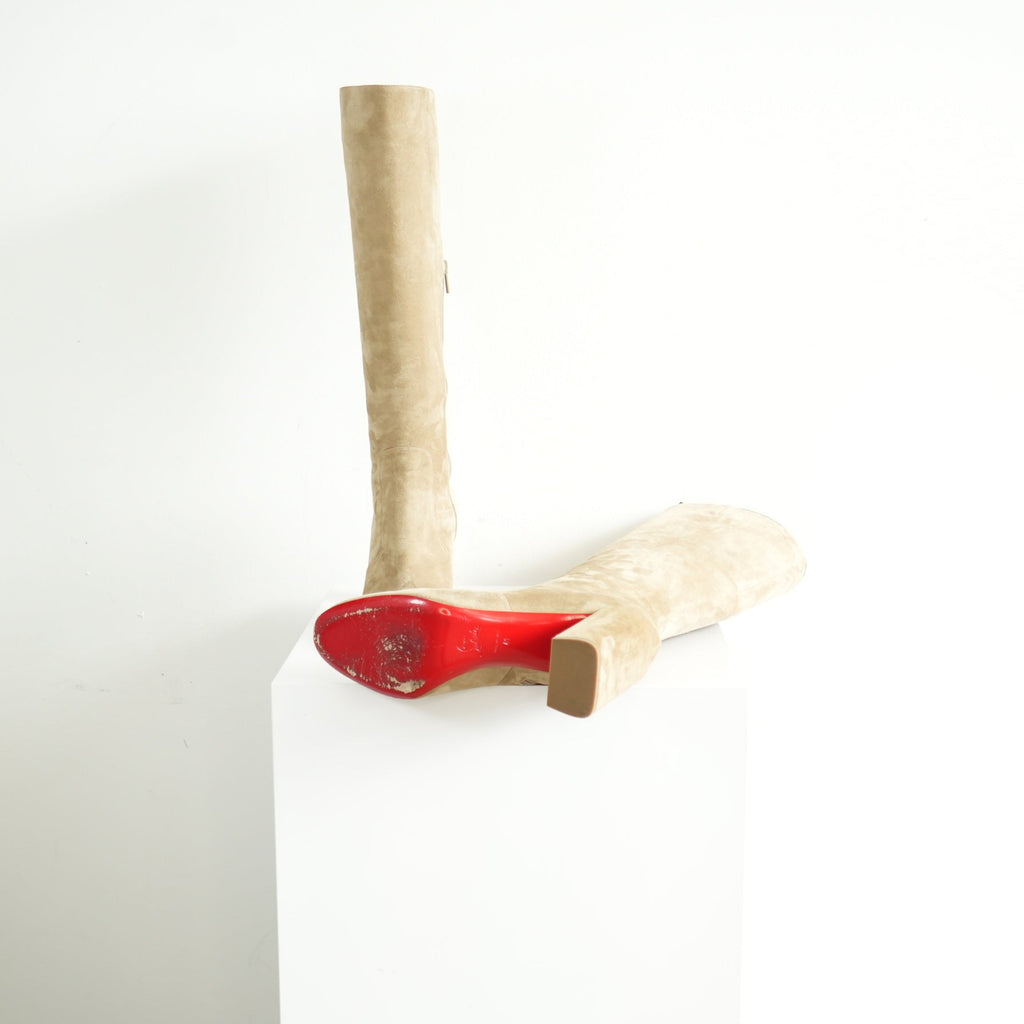 Christian Louboutin Cavalika 85 Suede Knee High Boots Size 41 With Box