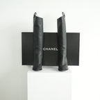Chanel Black Leather Knee High Boots Size 41 With Box