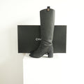 Chanel Black Leather Knee High Boots Size 41 With Box