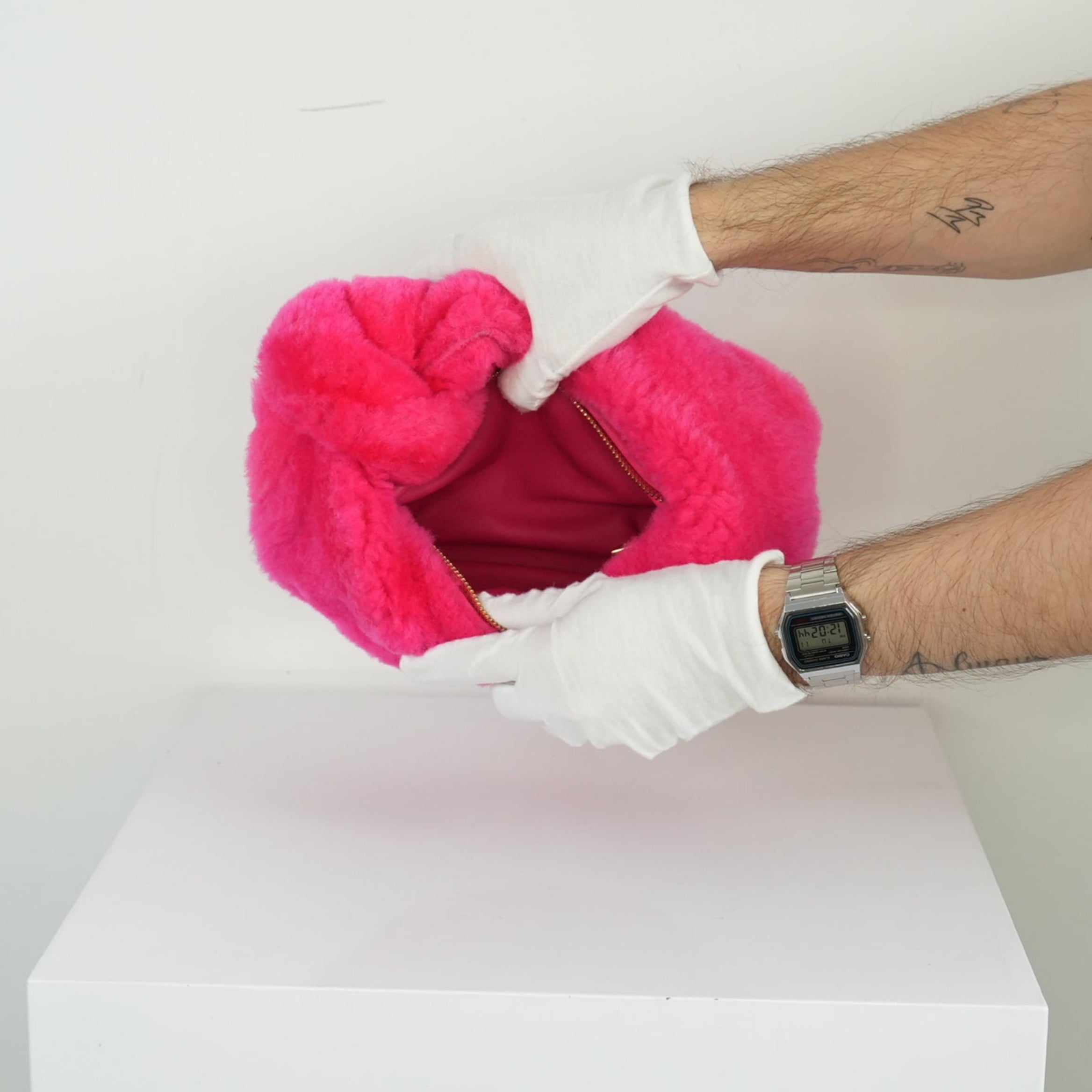 Bottega Veneta Pink Shearling Mini Jodie Bag
