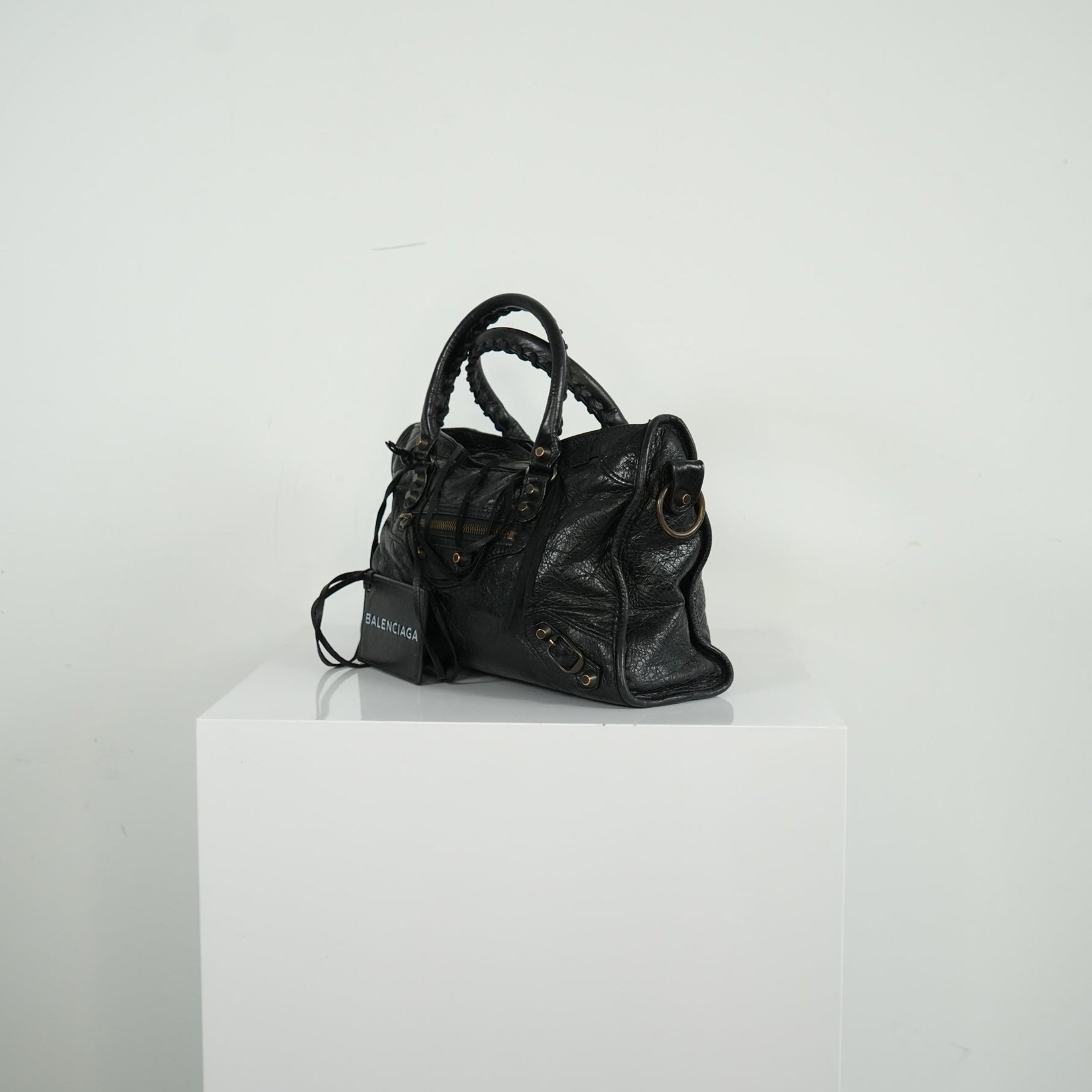 Balenciaga Black Agneau Classic Hardware City Bag