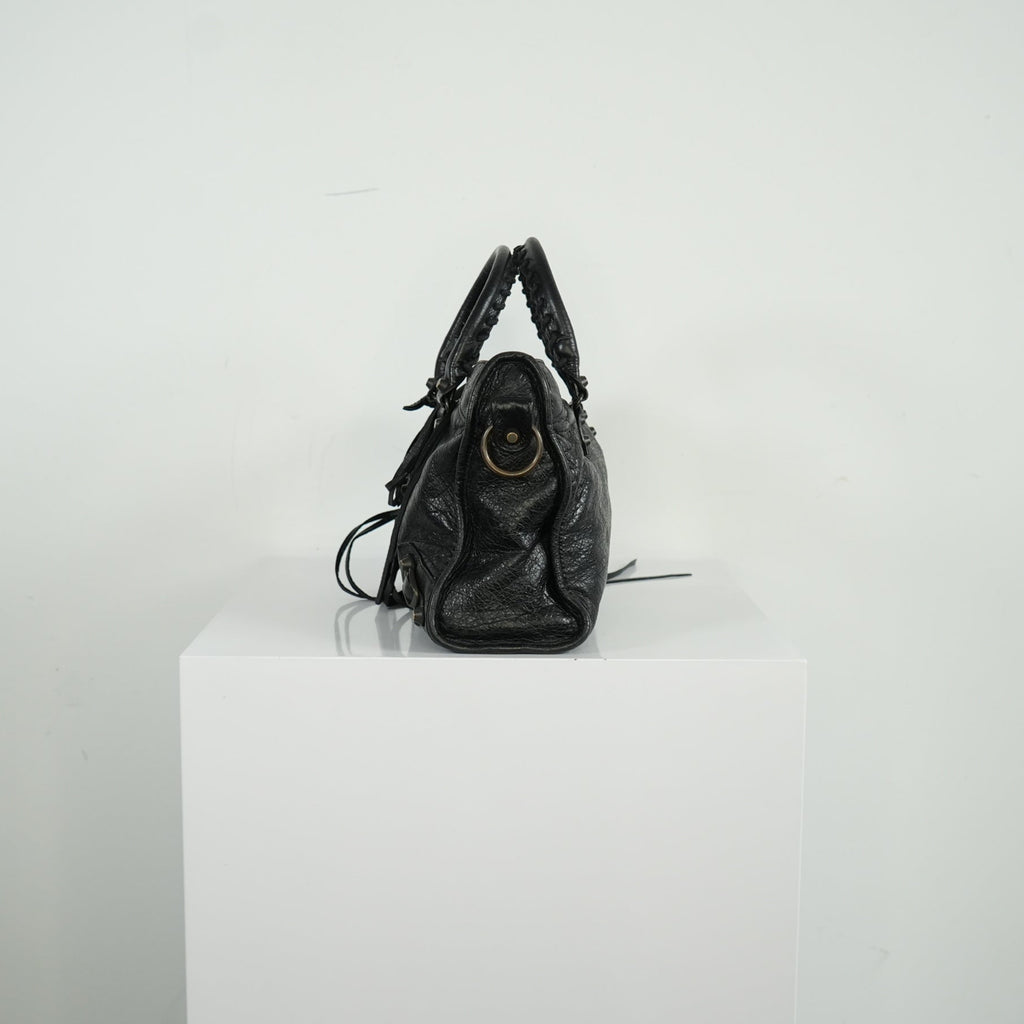 Balenciaga Black Agneau Classic Hardware City Bag