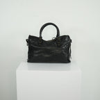 Balenciaga Black Agneau Classic Hardware City Bag
