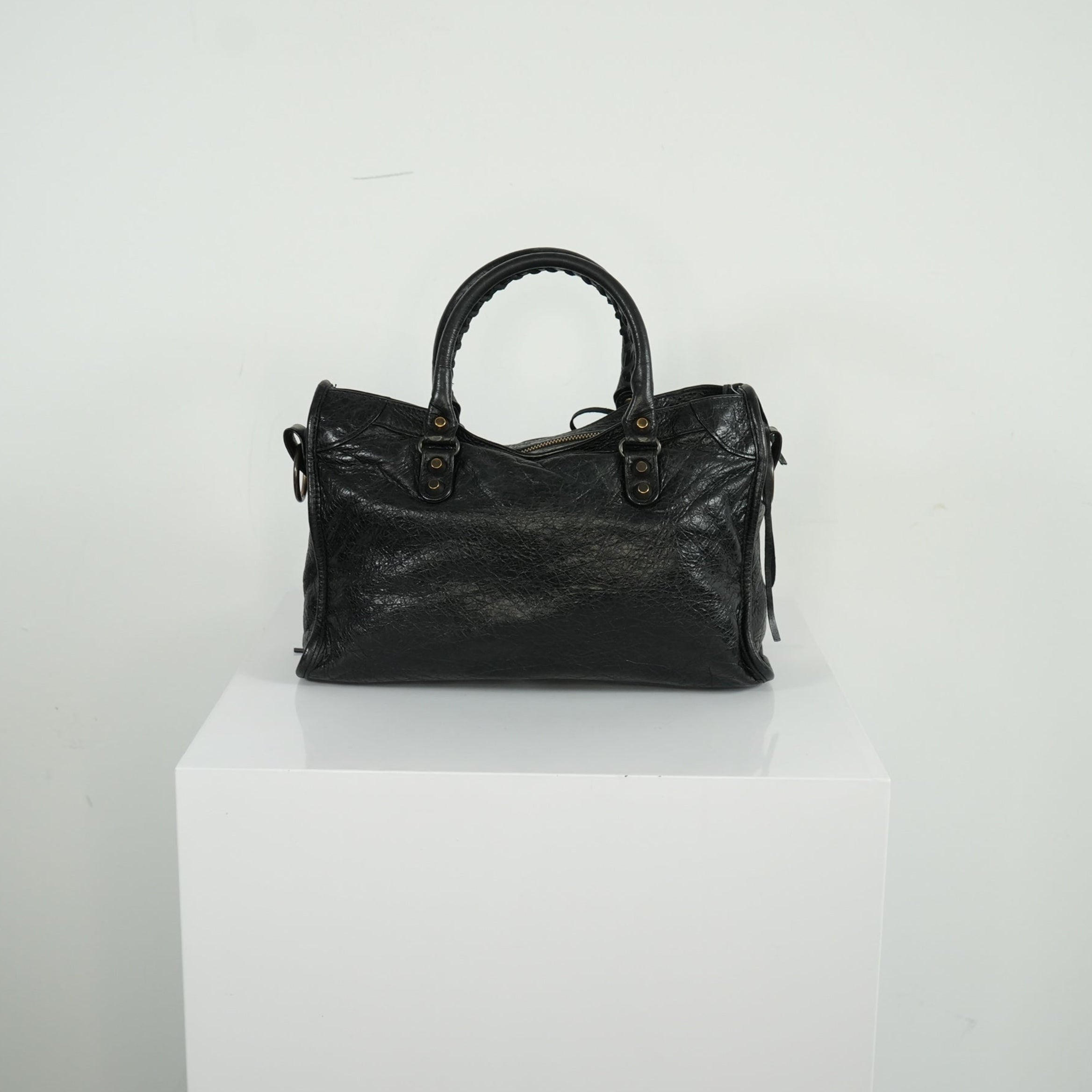 Balenciaga Black Agneau Classic Hardware City Bag