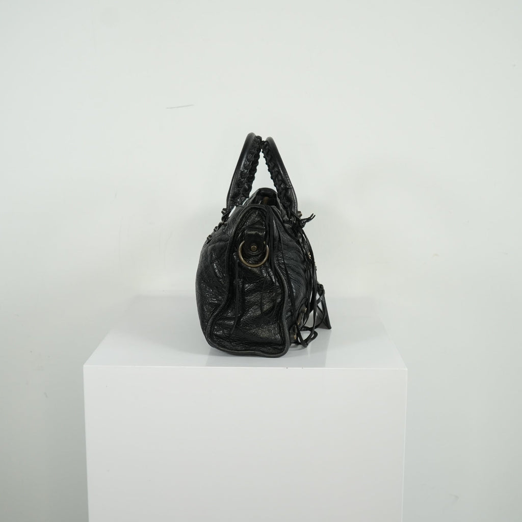 Balenciaga Black Agneau Classic Hardware City Bag