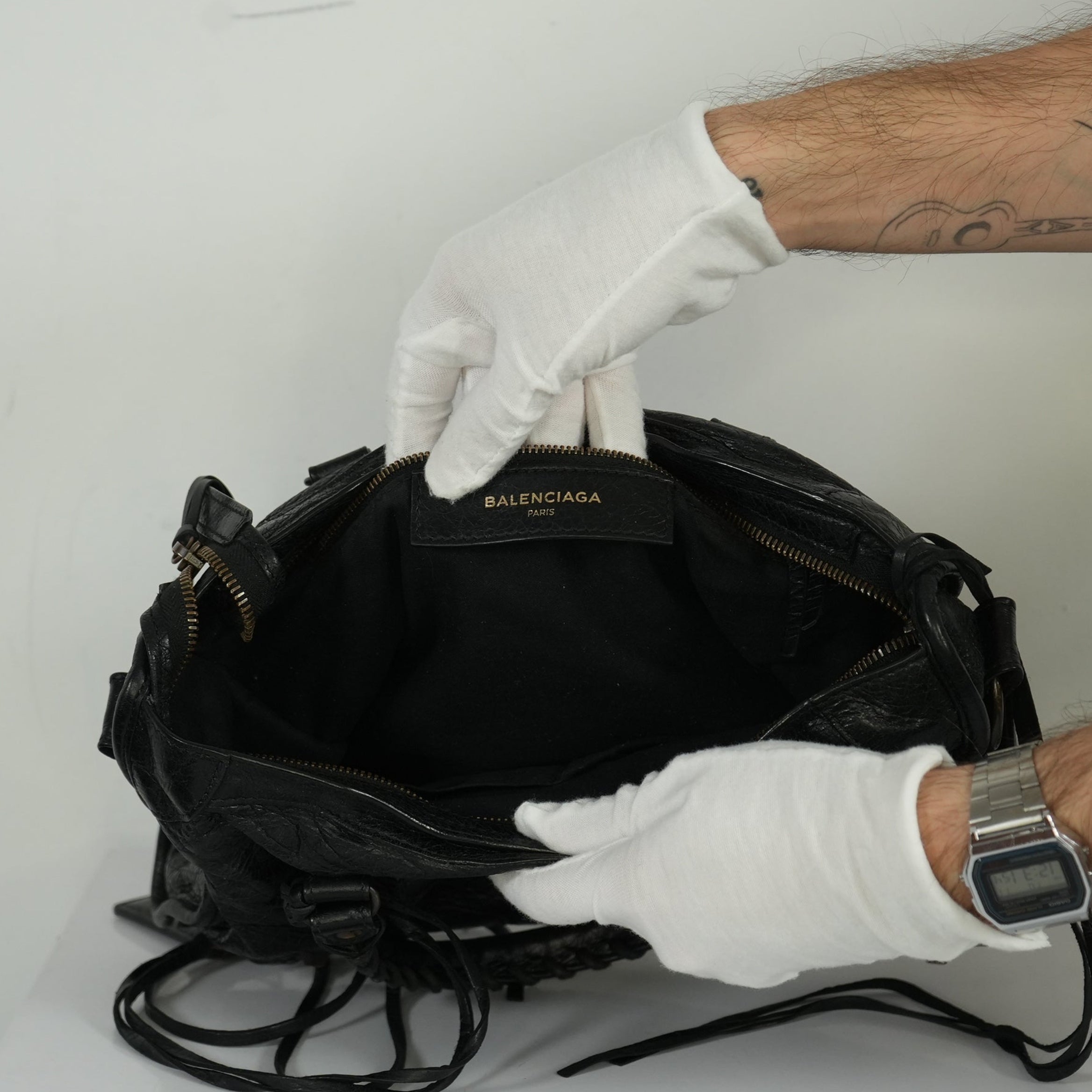 Balenciaga Black Agneau Classic Hardware City Bag