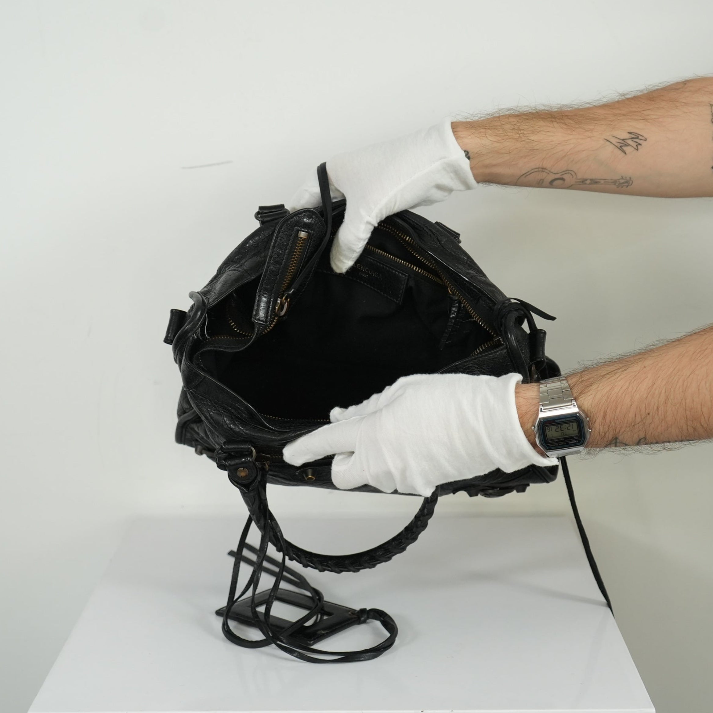 Balenciaga Black Agneau Classic Hardware City Bag