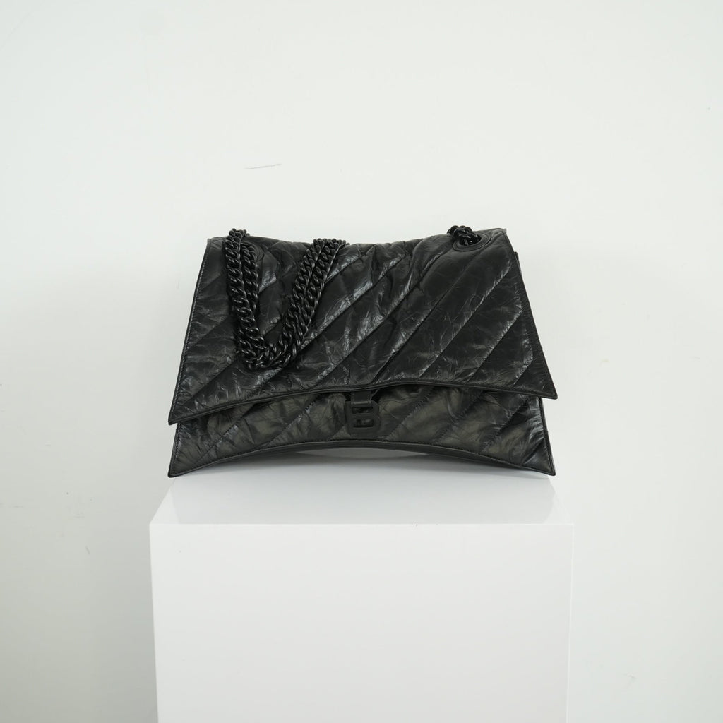 Balenciaga Black Medium Crush Chain-strap Shoulder Bag