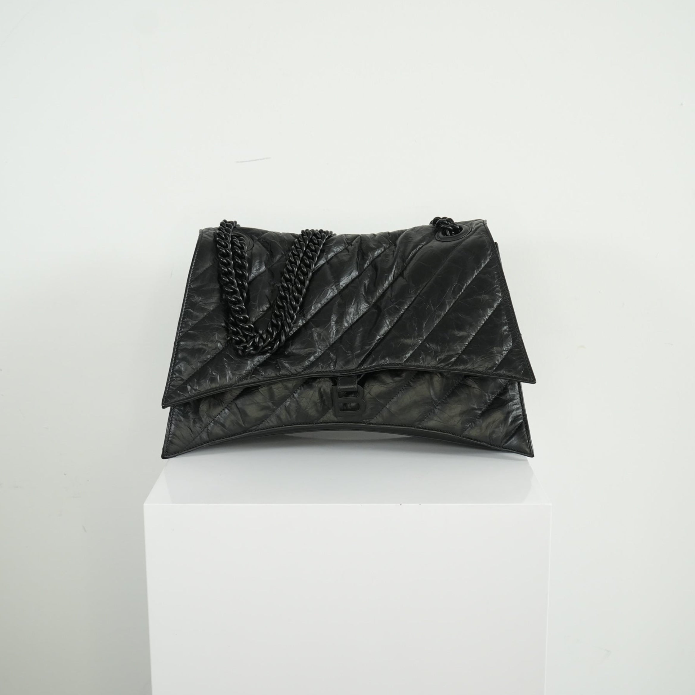 Balenciaga Black Medium Crush Chain-strap Shoulder Bag