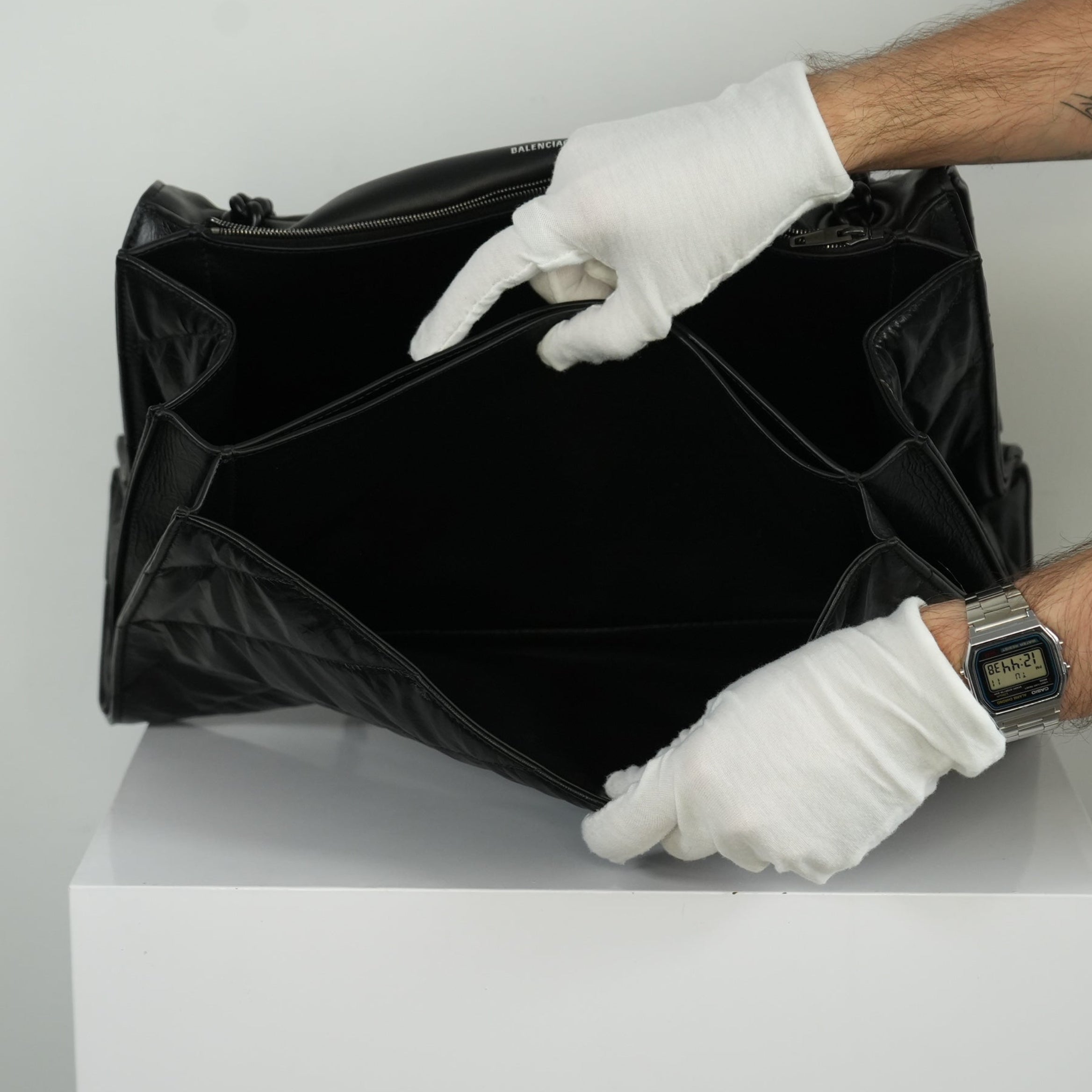 Balenciaga Black Medium Crush Chain-strap Shoulder Bag