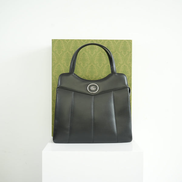 Gucci Petite Marmont Medium Black Leather Tote Bag