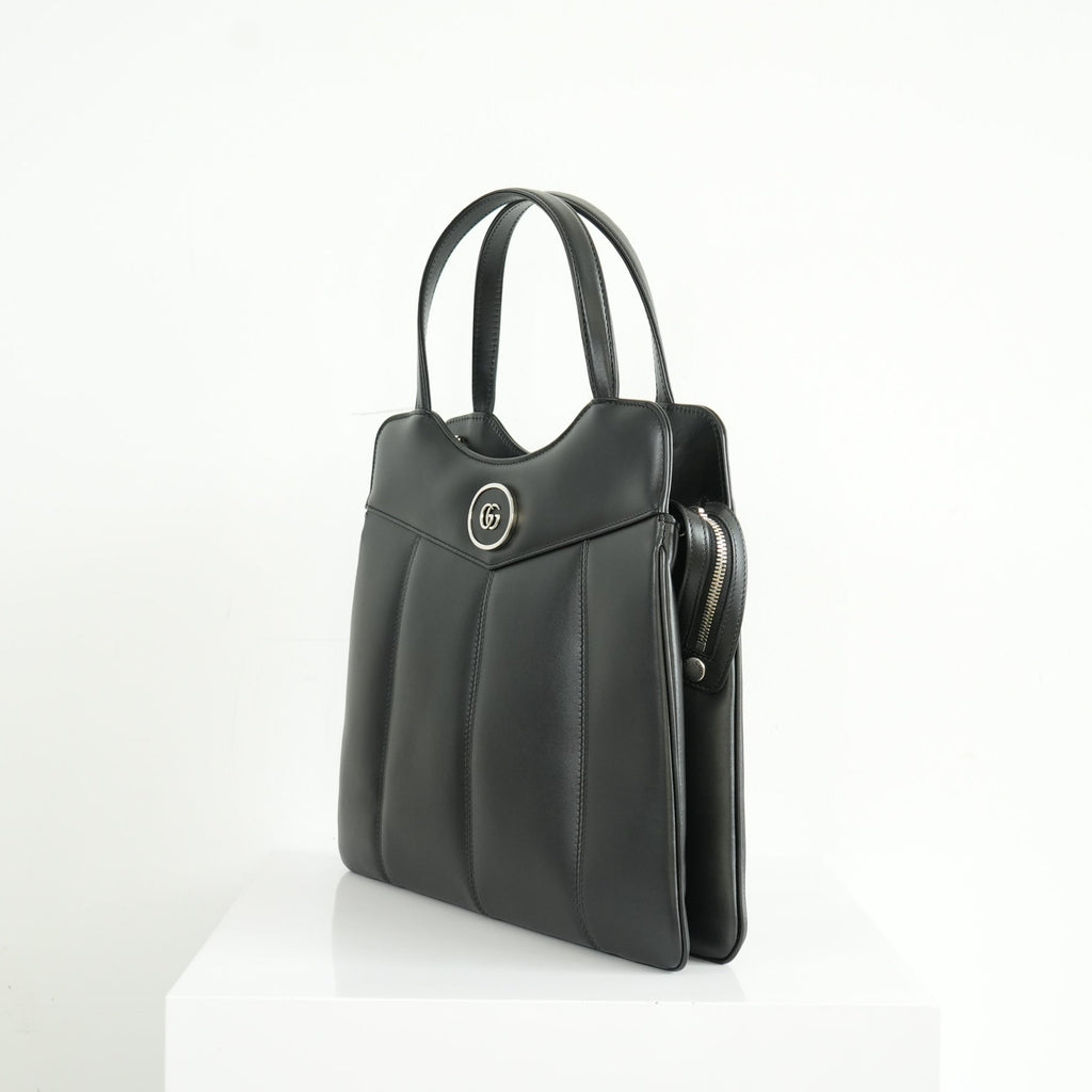 Gucci Petite Marmont Medium Black Leather Tote Bag