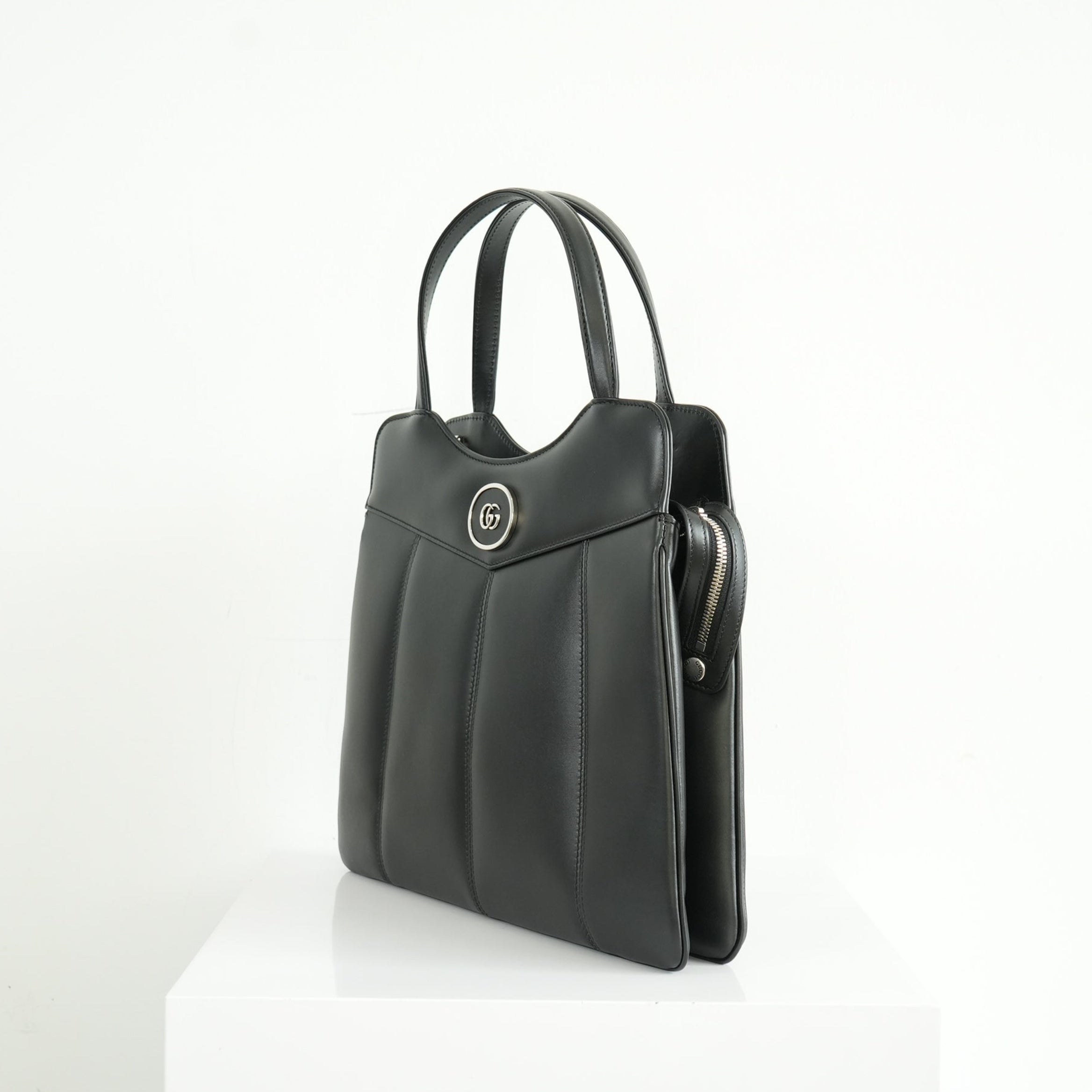 Gucci Petite Marmont Medium Black Leather Tote Bag