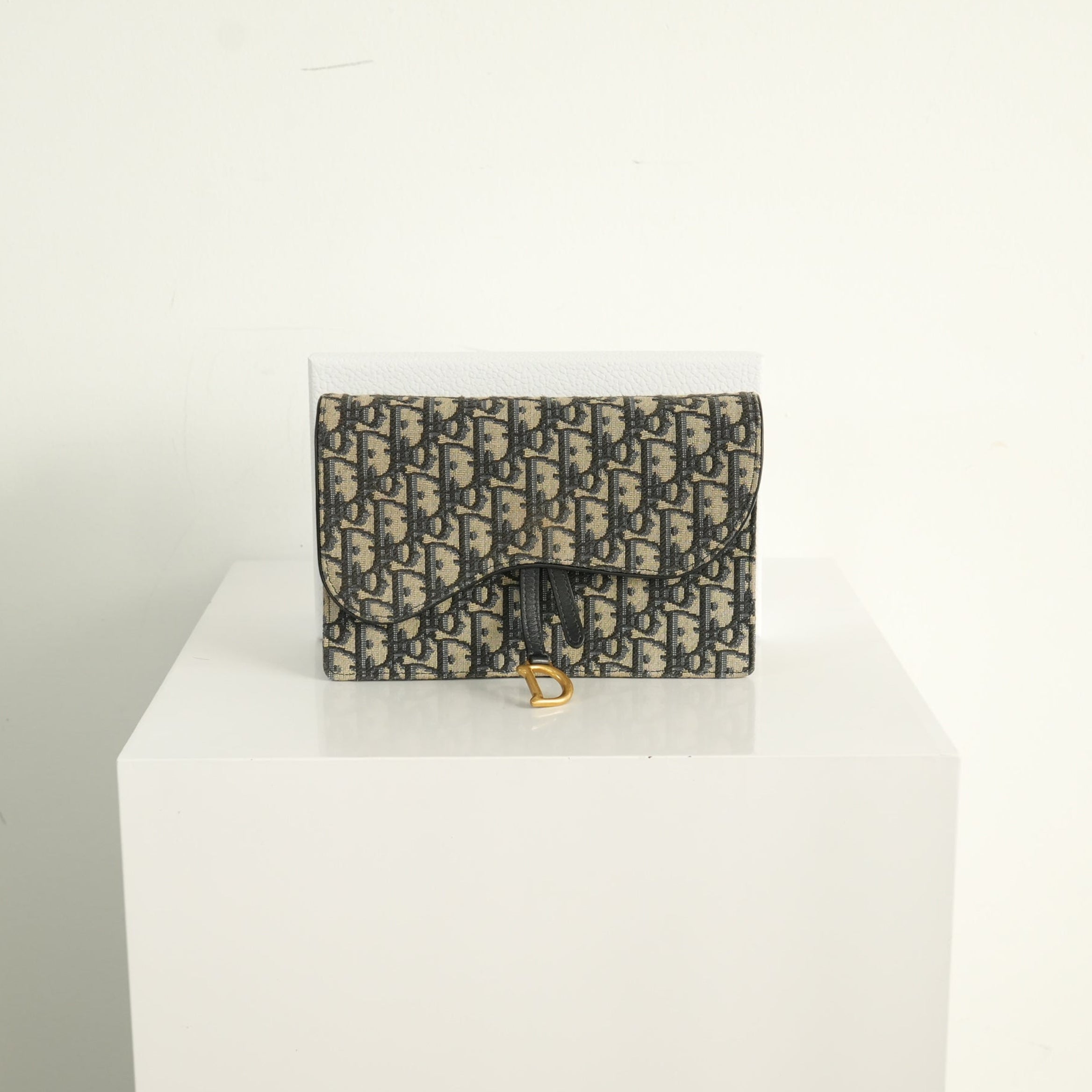 Christian Dior Blue Dior Oblique Jacquard Canvas Saddle Pouch