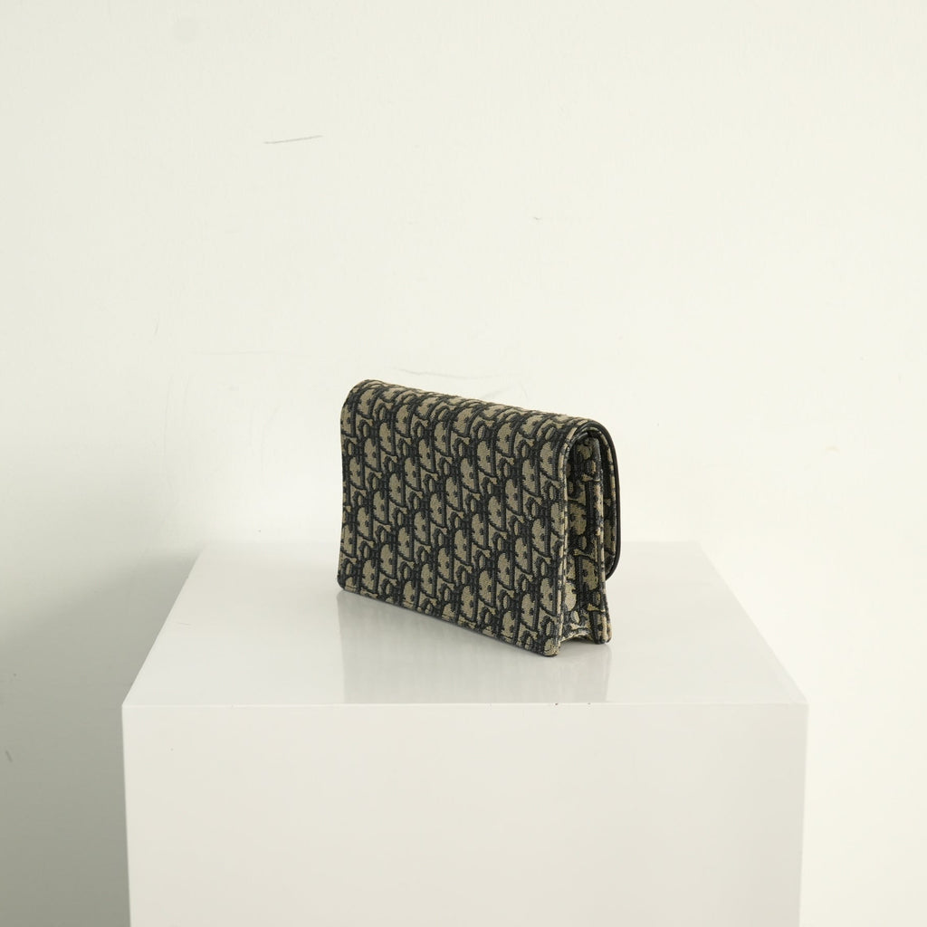 Christian Dior Blue Dior Oblique Jacquard Canvas Saddle Pouch