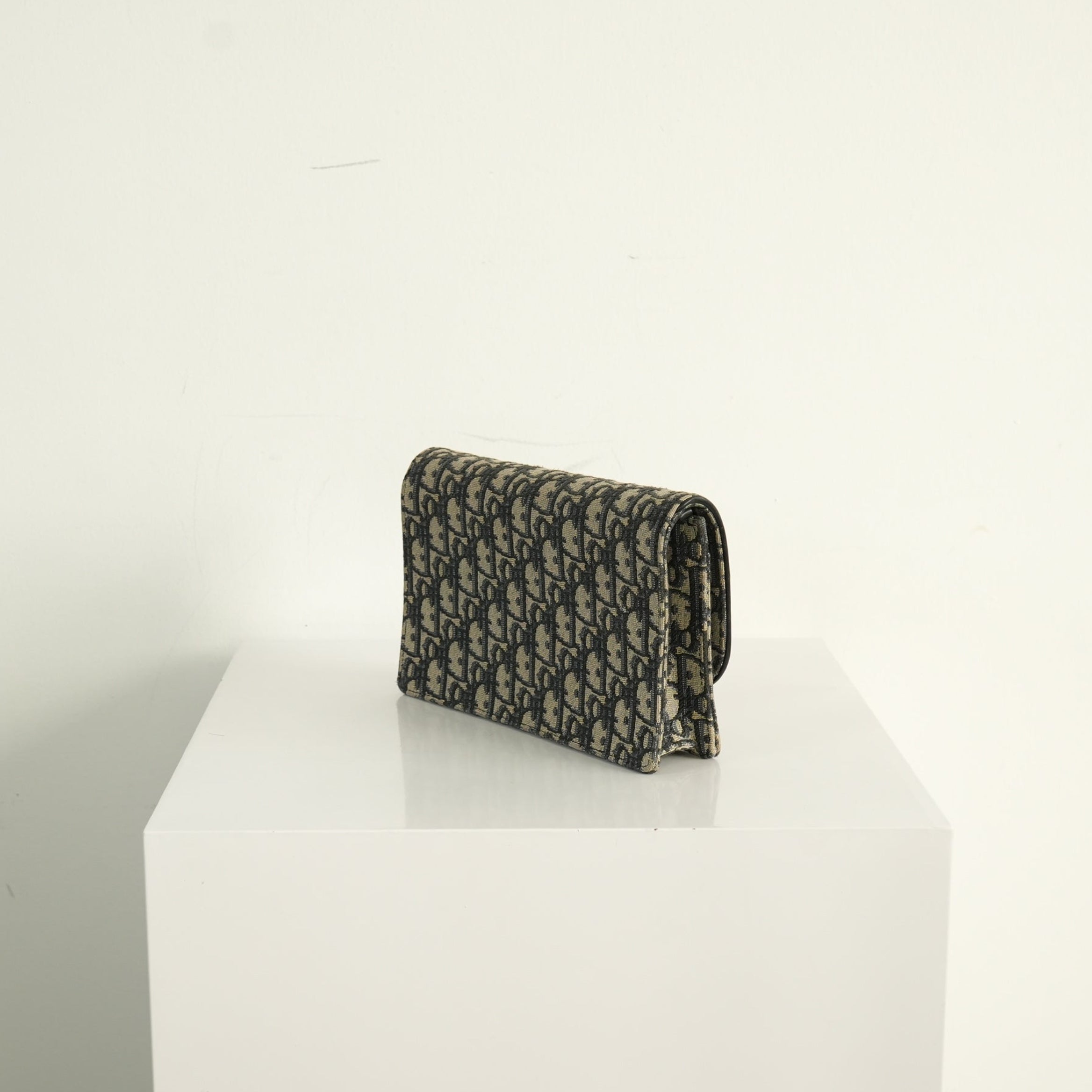 Christian Dior Blue Dior Oblique Jacquard Canvas Saddle Pouch