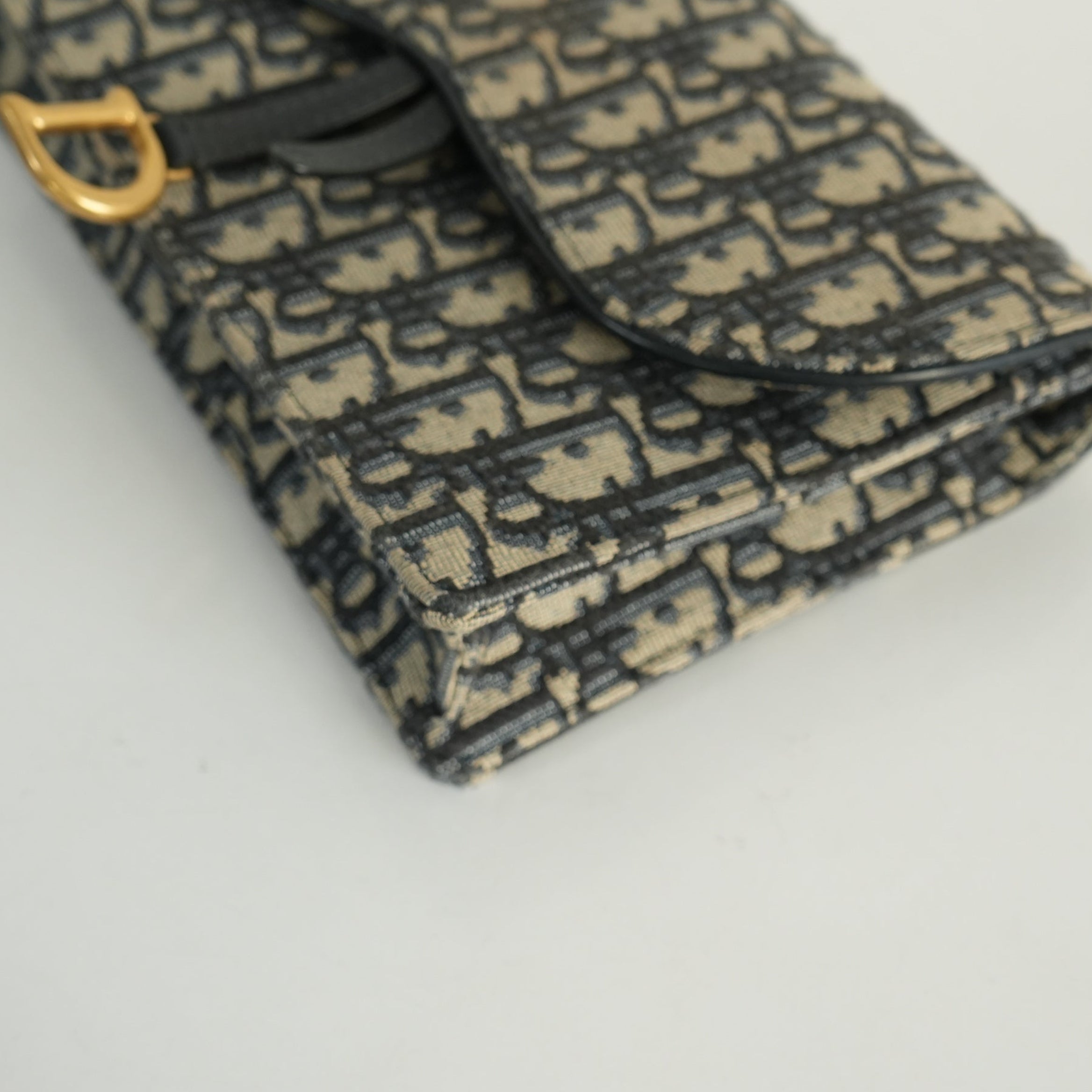Christian Dior Blue Dior Oblique Jacquard Canvas Saddle Pouch