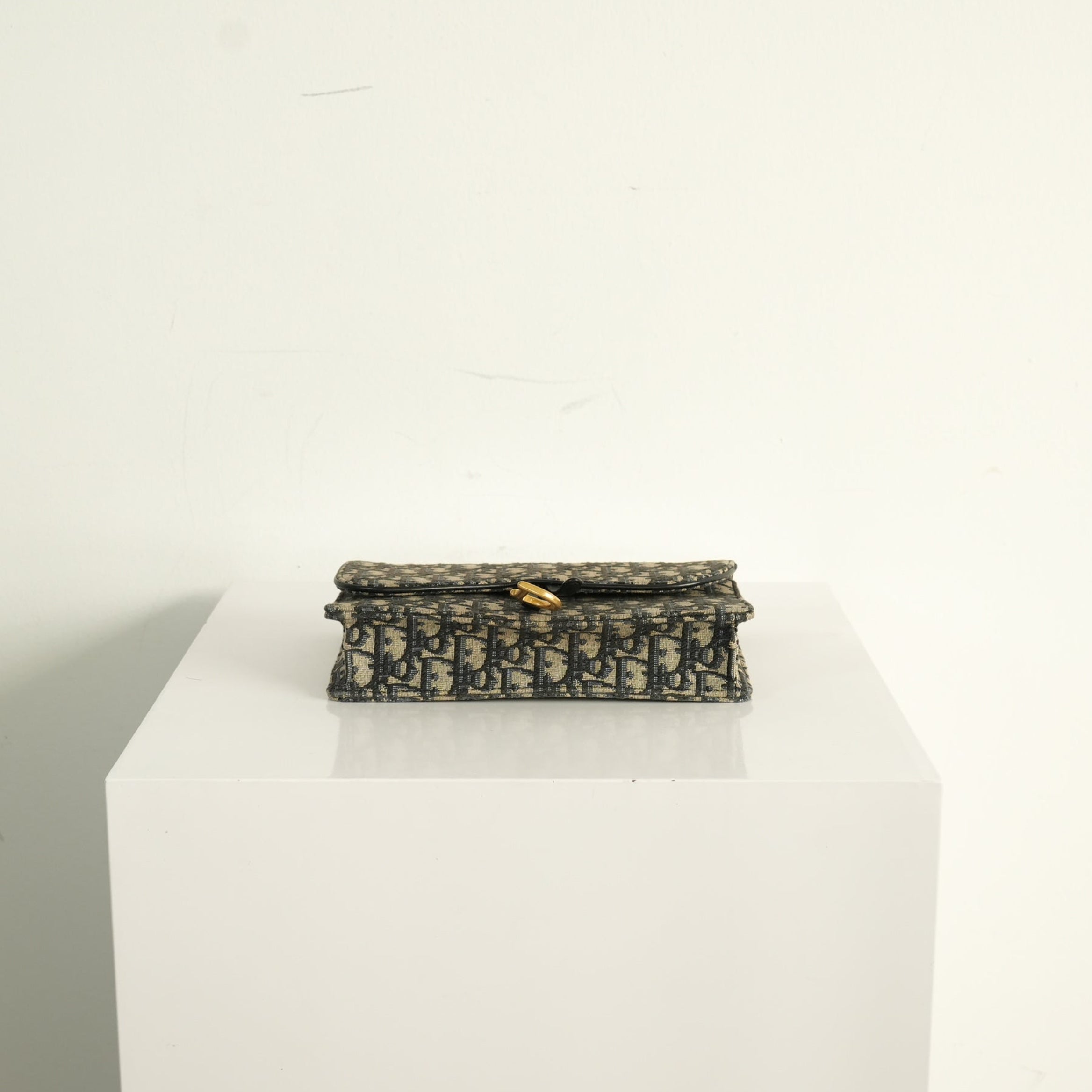 Christian Dior Blue Dior Oblique Jacquard Canvas Saddle Pouch