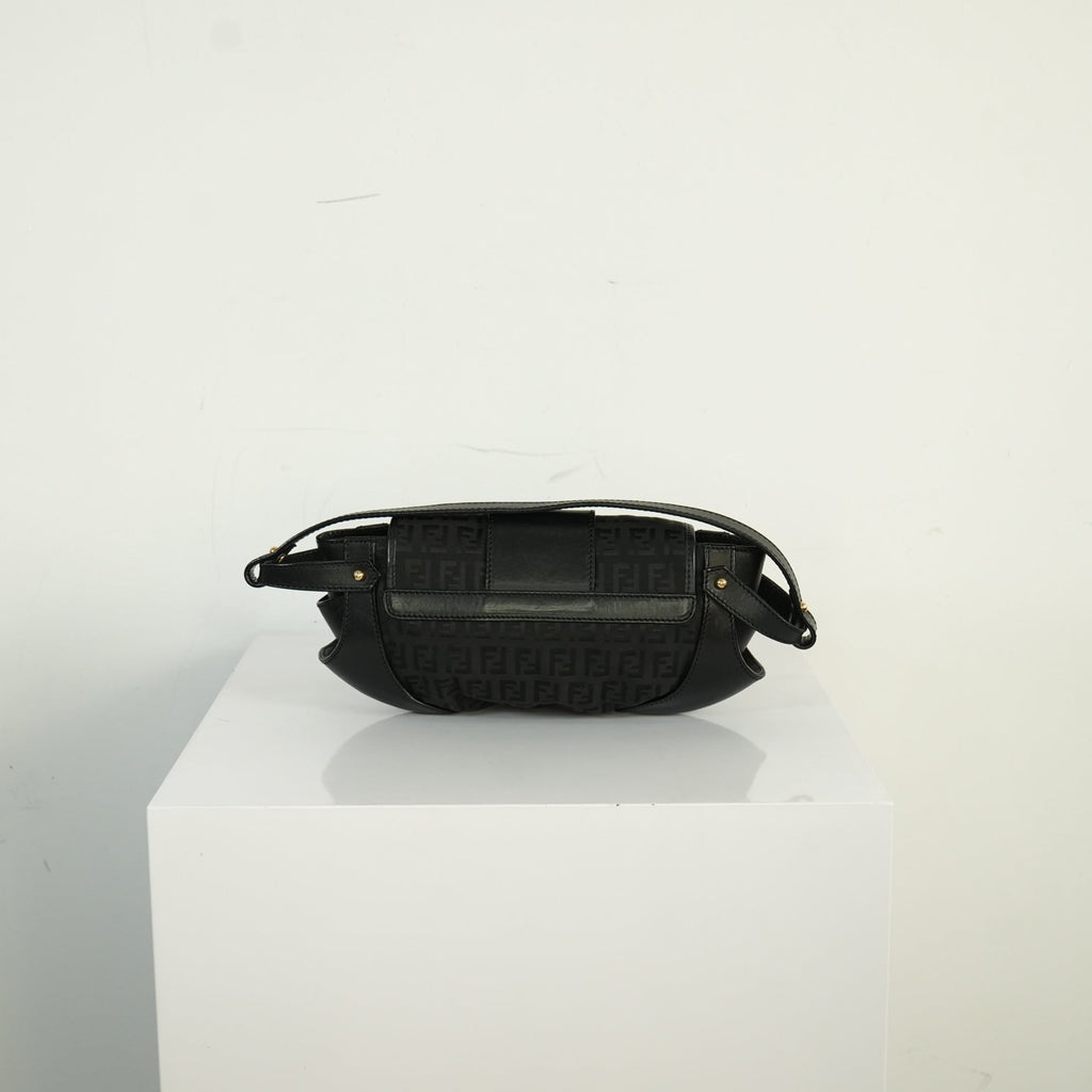 Fendi Black Zucchino Canvas And Leather Bag