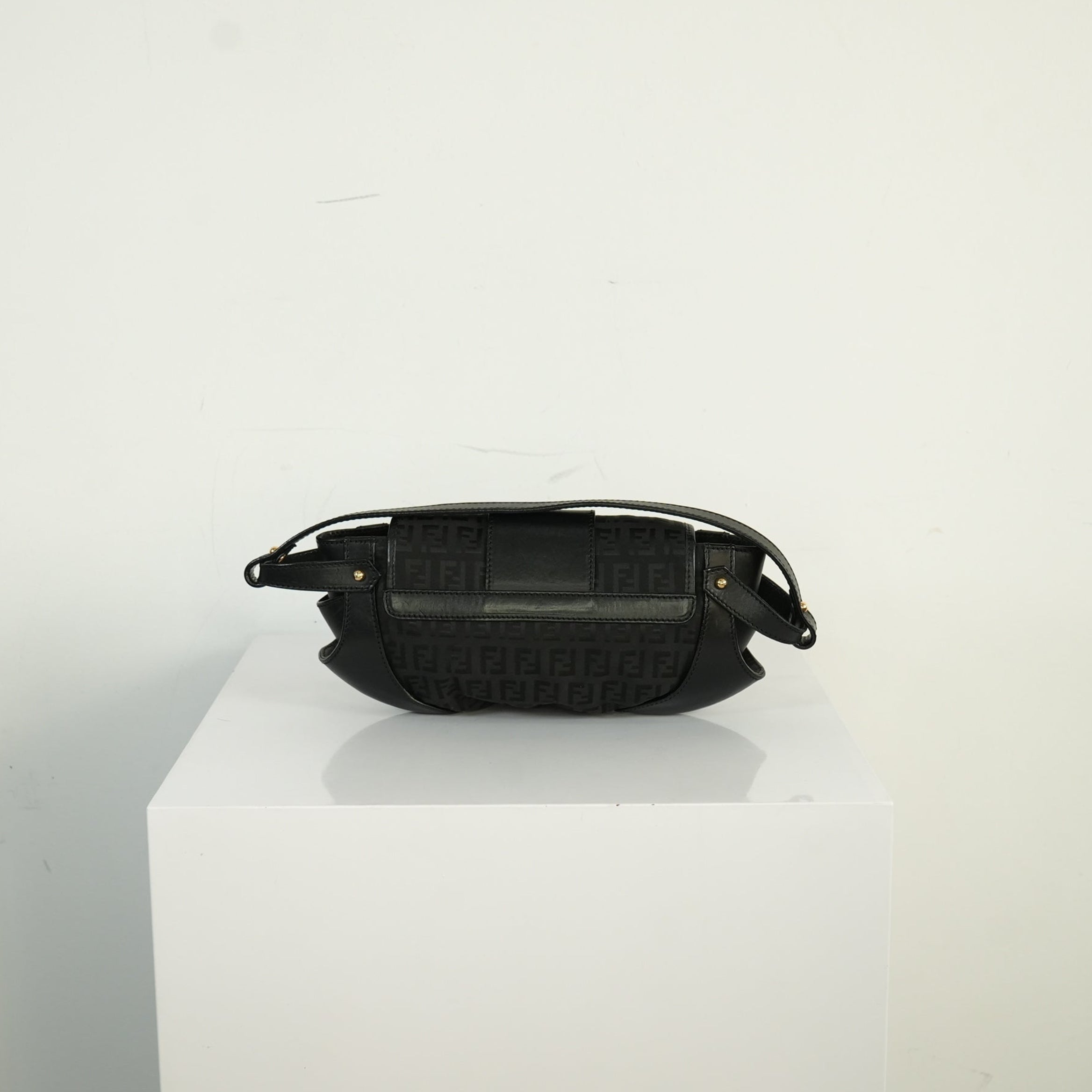Fendi Black Zucchino Canvas And Leather Bag