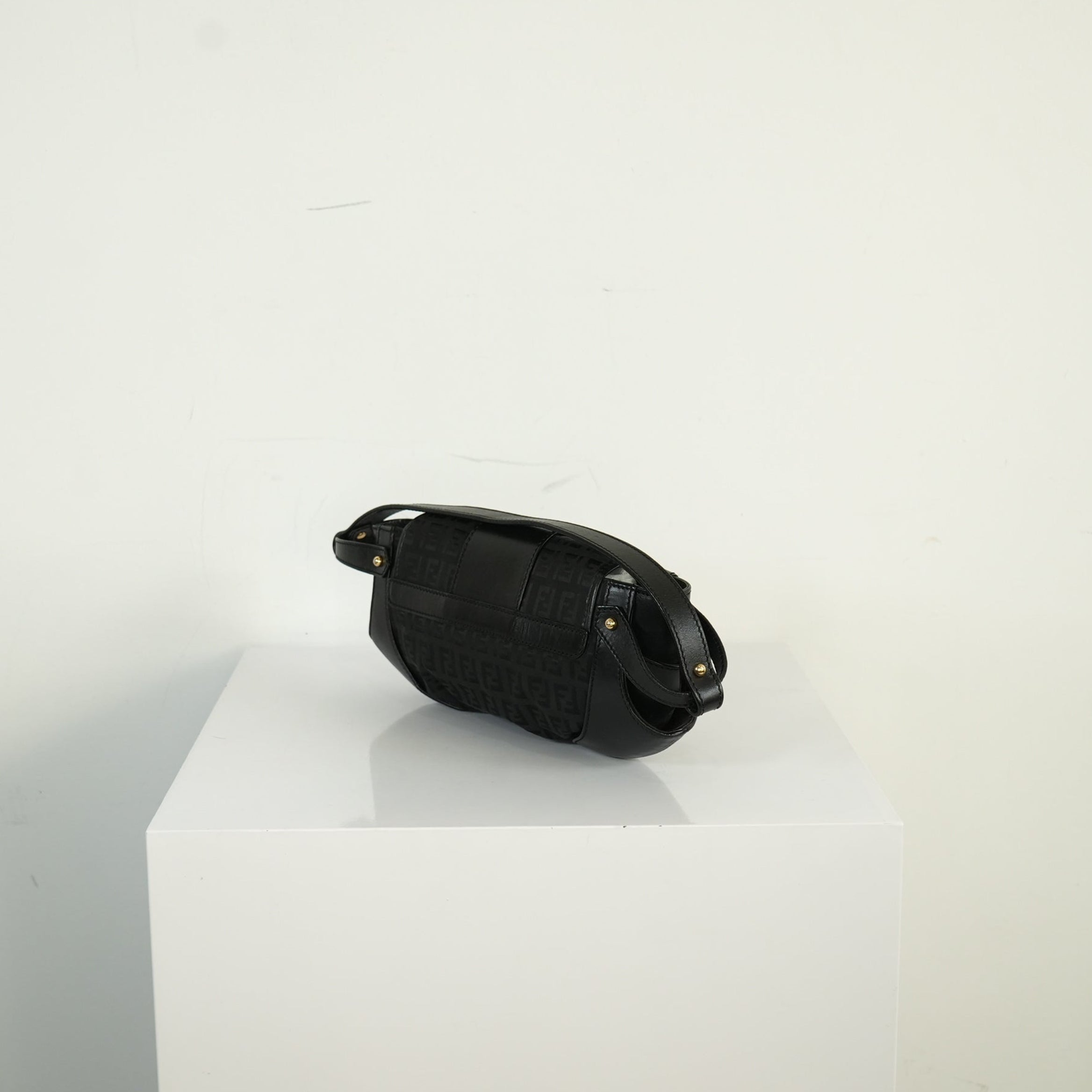 Fendi Black Zucchino Canvas And Leather Bag