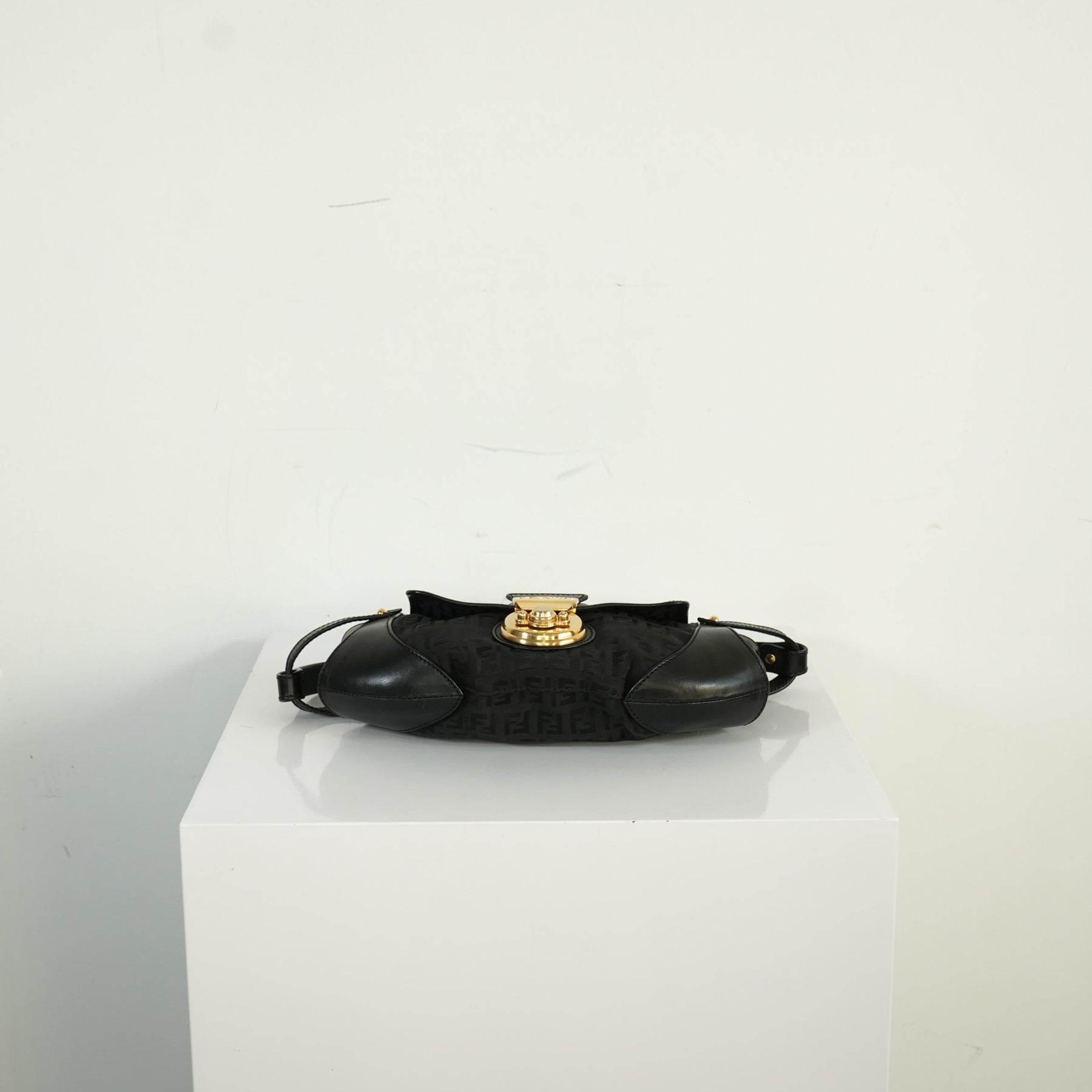 Fendi Black Zucchino Canvas And Leather Bag