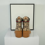 Gucci Trip GG Monogram Wool Combat Boots Size 39 1/5 Full Set