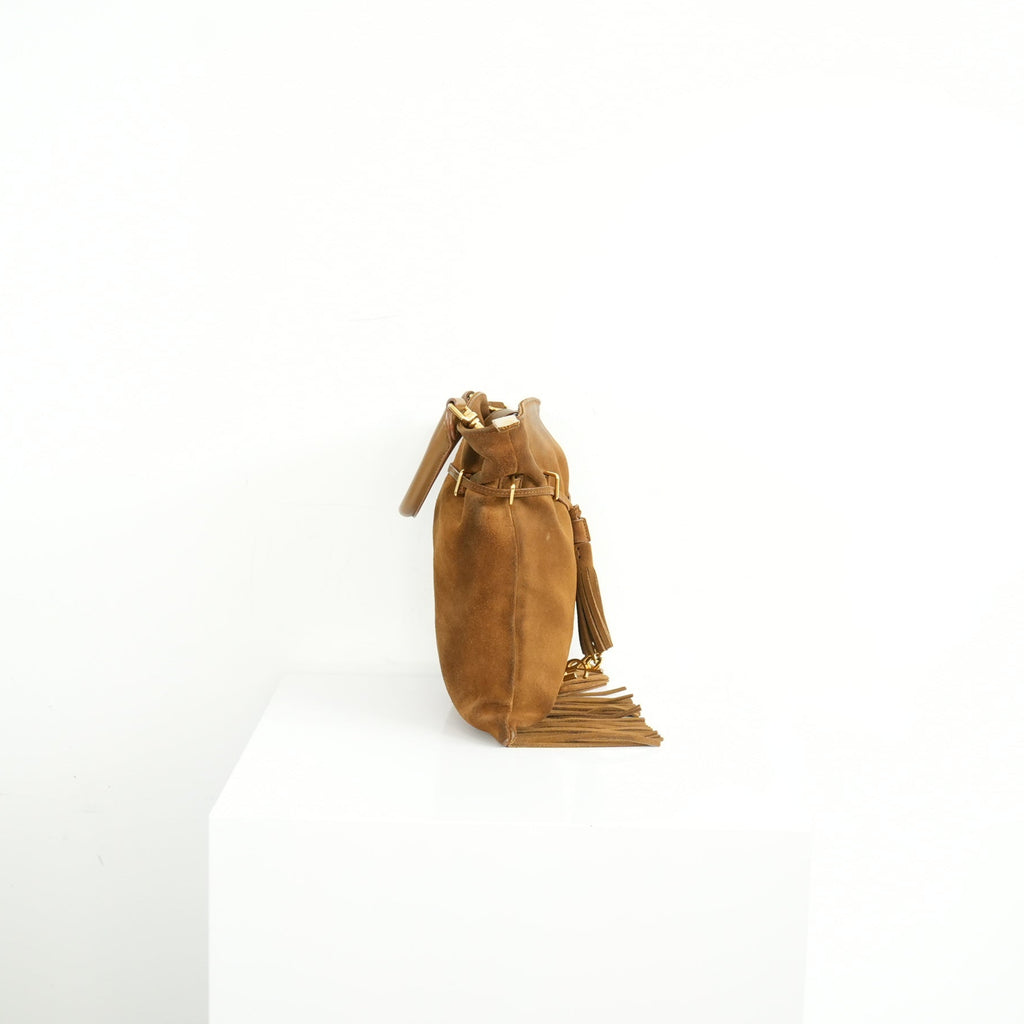 Saint Laurent Brown Suede Fringe Crossbody Bag