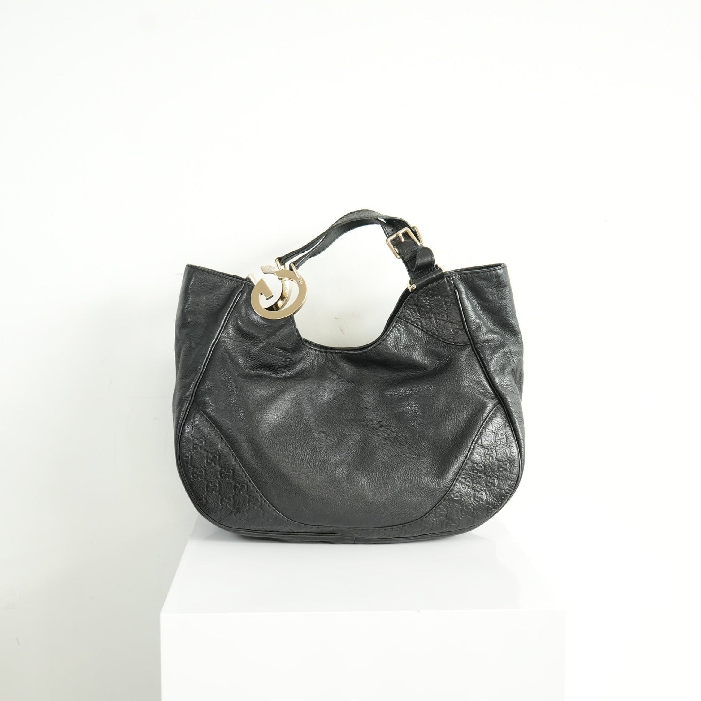 Gucci Charlotte Leather Hobo Bag Black