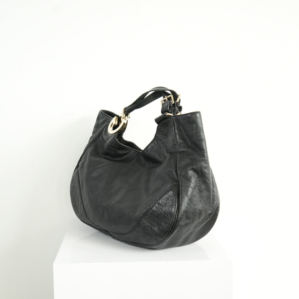 Gucci Charlotte Leather Hobo Bag Black