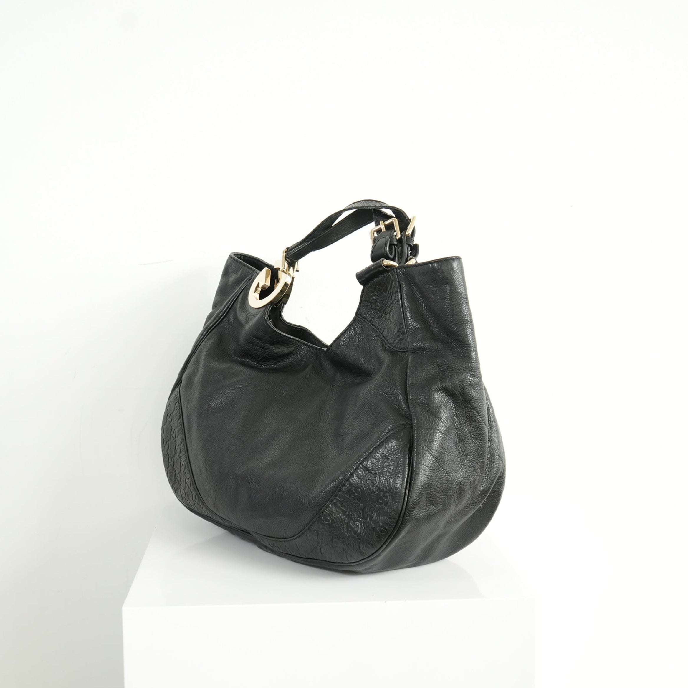 Gucci Charlotte Leather Hobo Bag Black