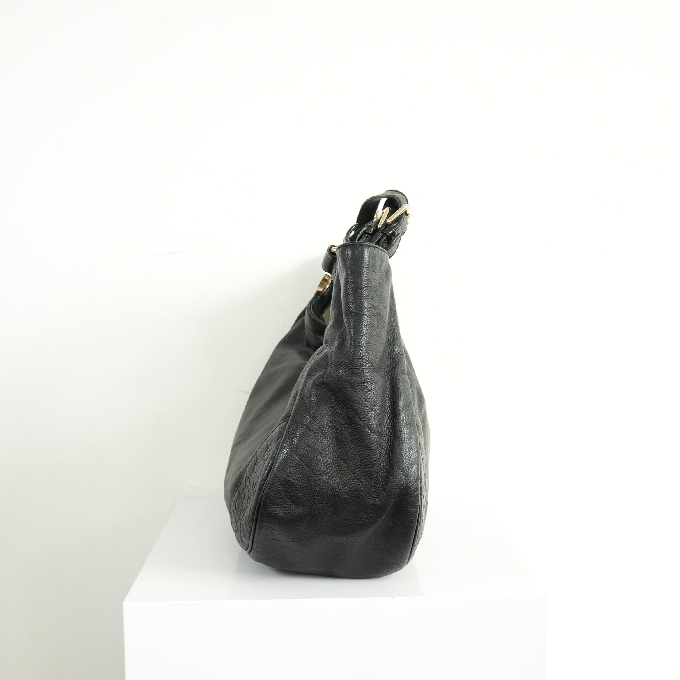 Gucci Charlotte Leather Hobo Bag Black