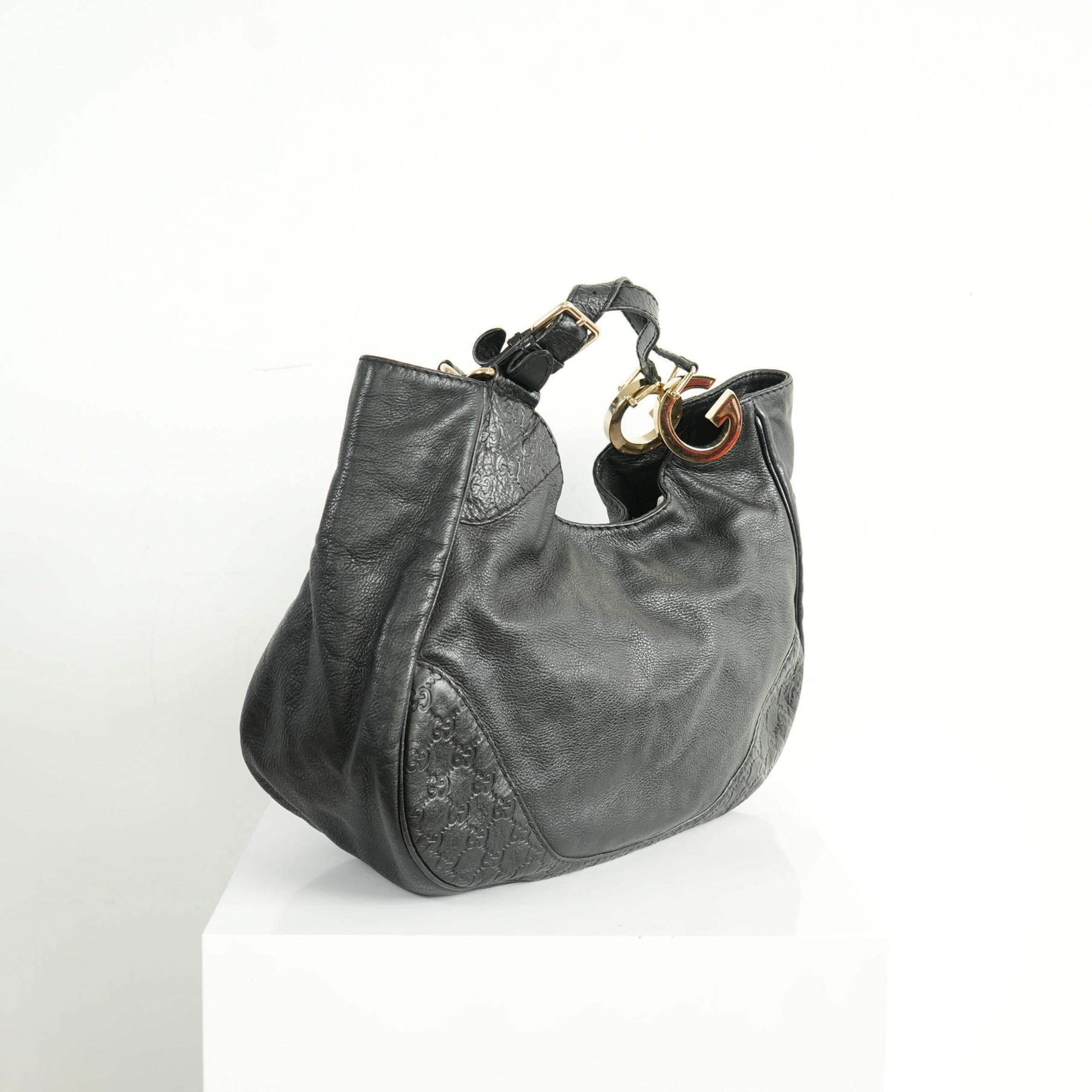 Gucci Charlotte Leather Hobo Bag Black