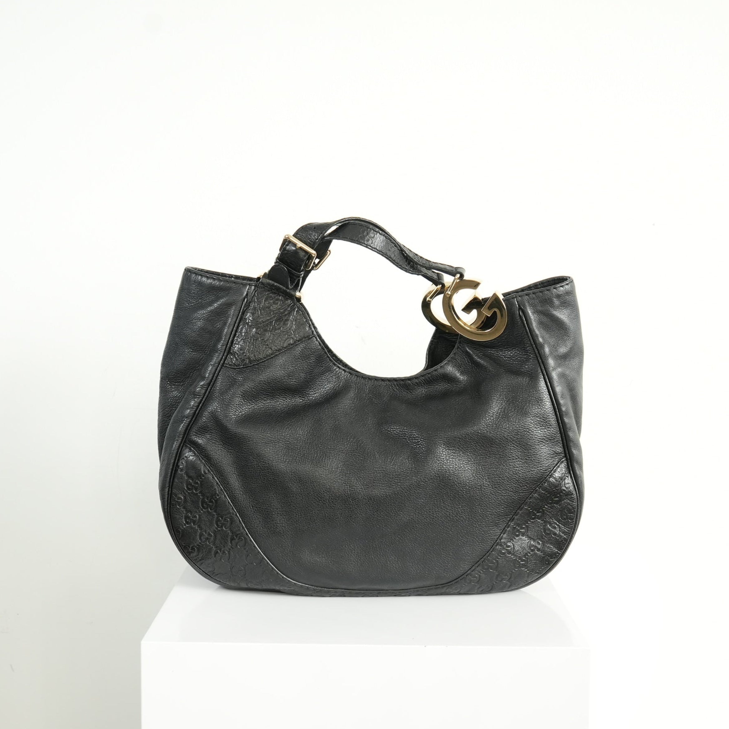 Gucci Charlotte Leather Hobo Bag Black