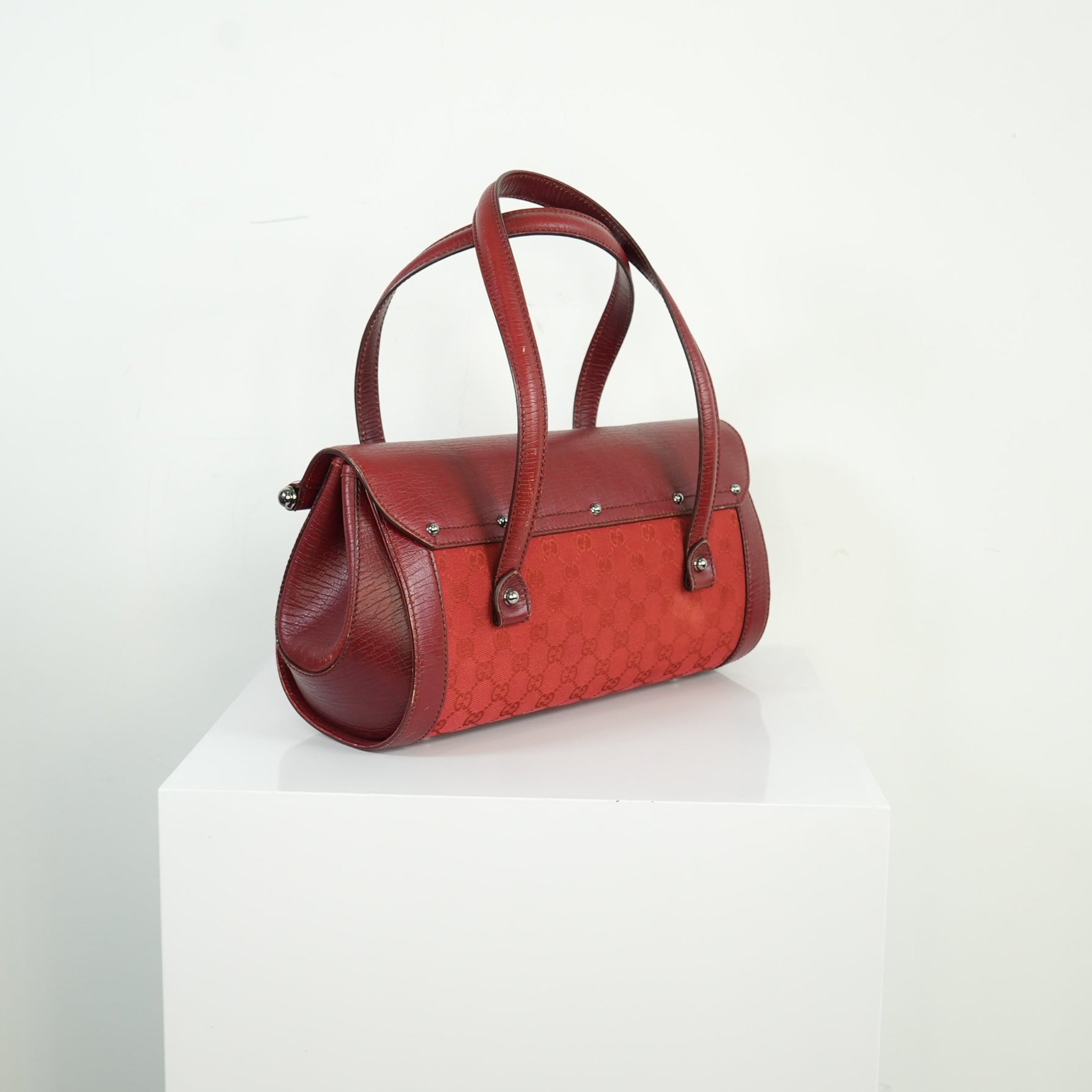 Gucci Bamboo Canvas Bullet Bag Red