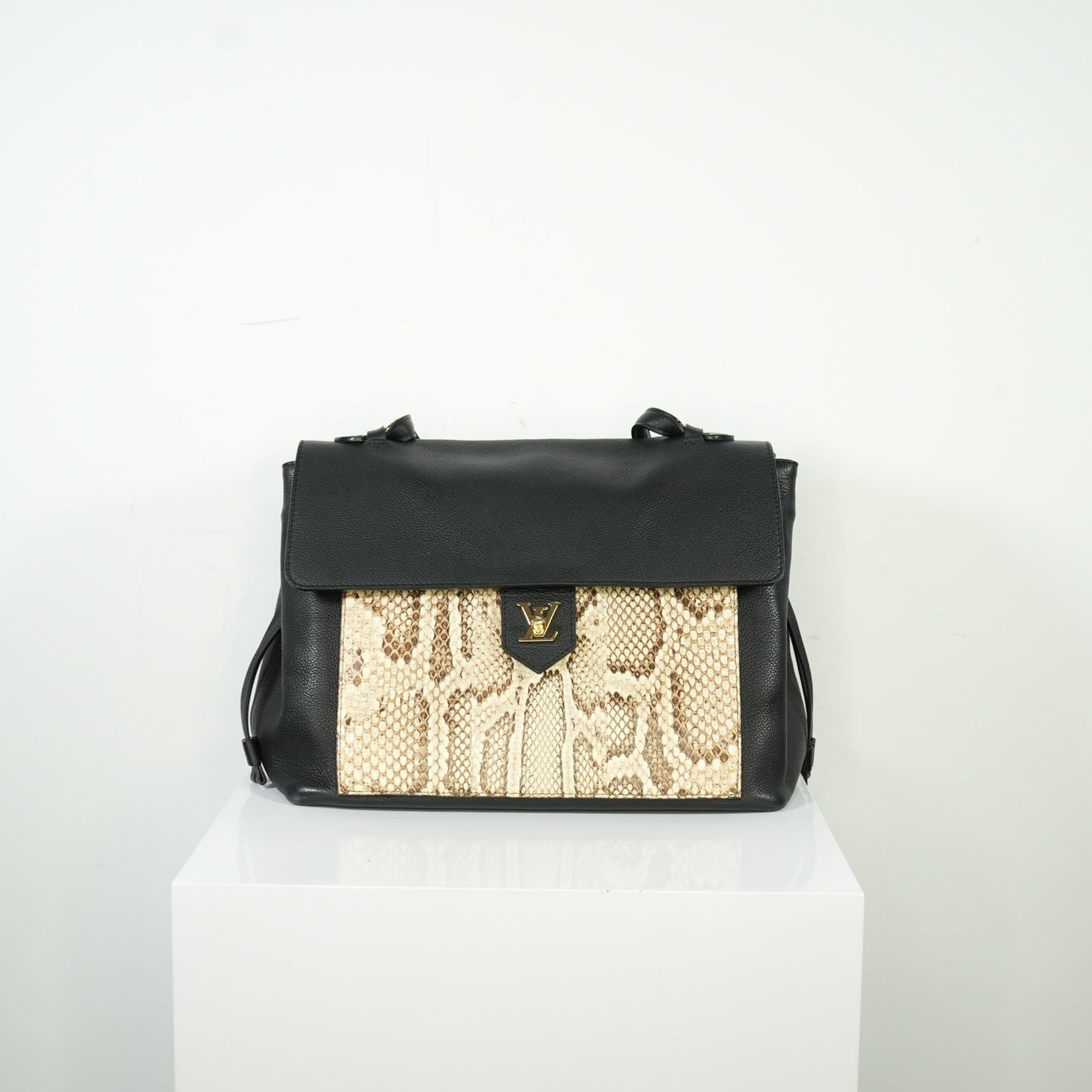 Louis Vuitton Lockme MM Python Black Calf Leather