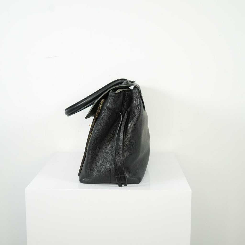Louis Vuitton Lockme MM Python Black Calf Leather