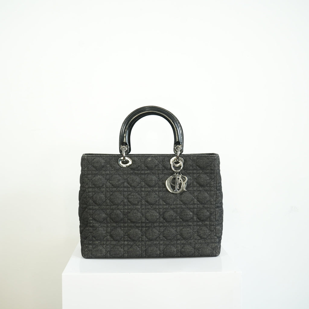Christian Dior Black Denim Lady Dior Bag