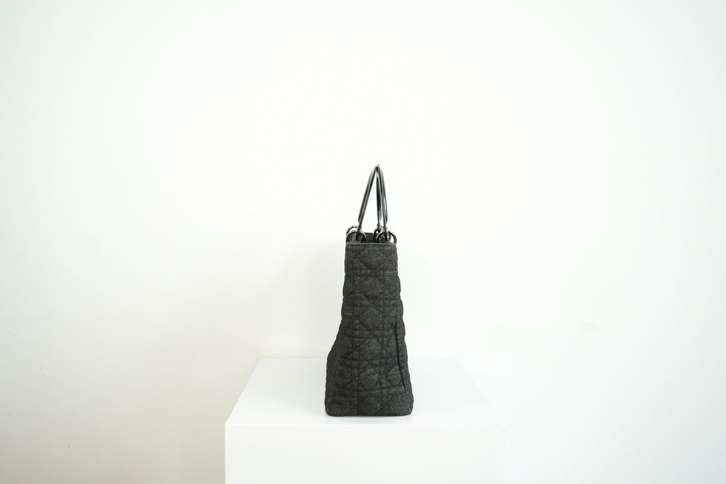 Christian Dior Black Denim Lady Dior Bag