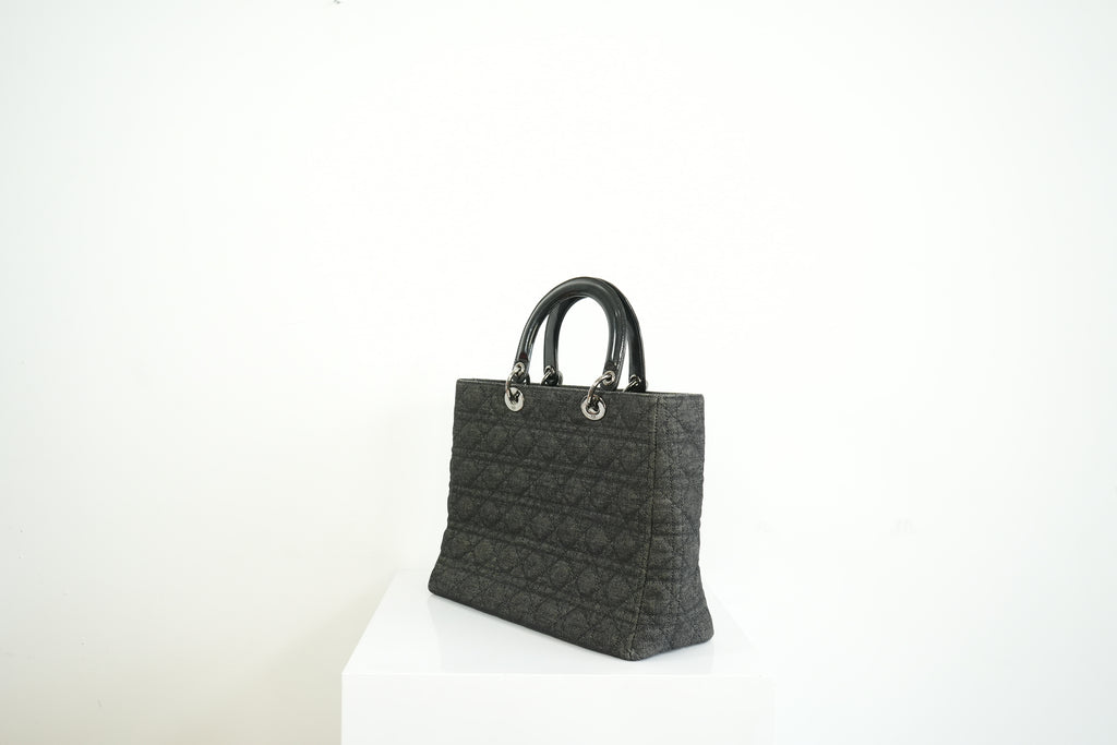 Christian Dior Black Denim Lady Dior Bag