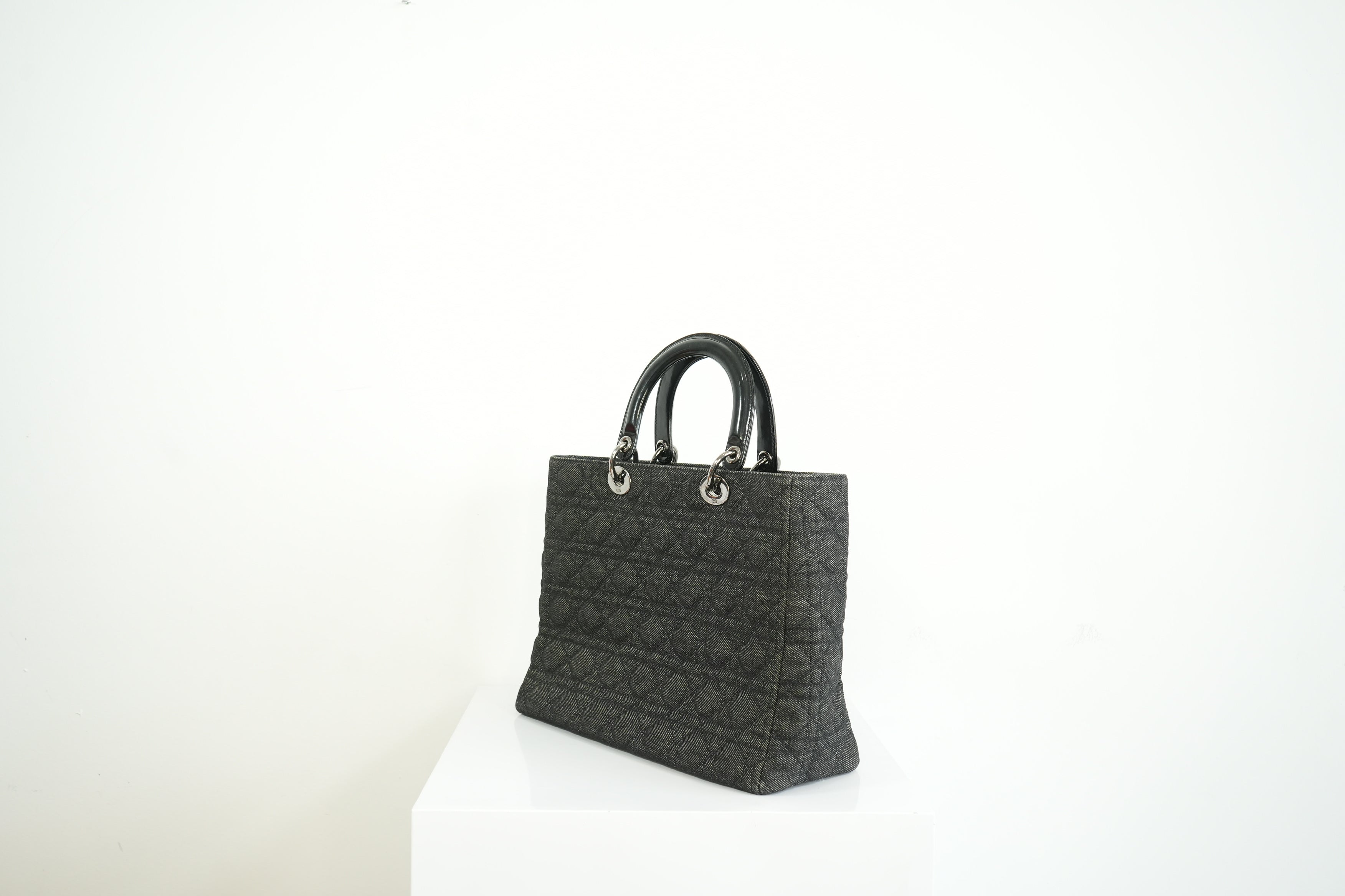 Christian Dior Black Denim Lady Dior Bag