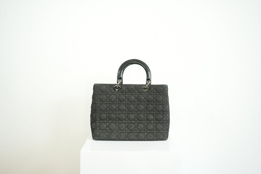 Christian Dior Black Denim Lady Dior Bag