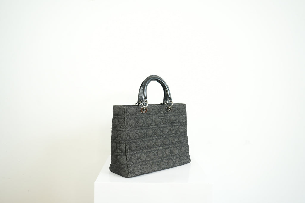Christian Dior Black Denim Lady Dior Bag