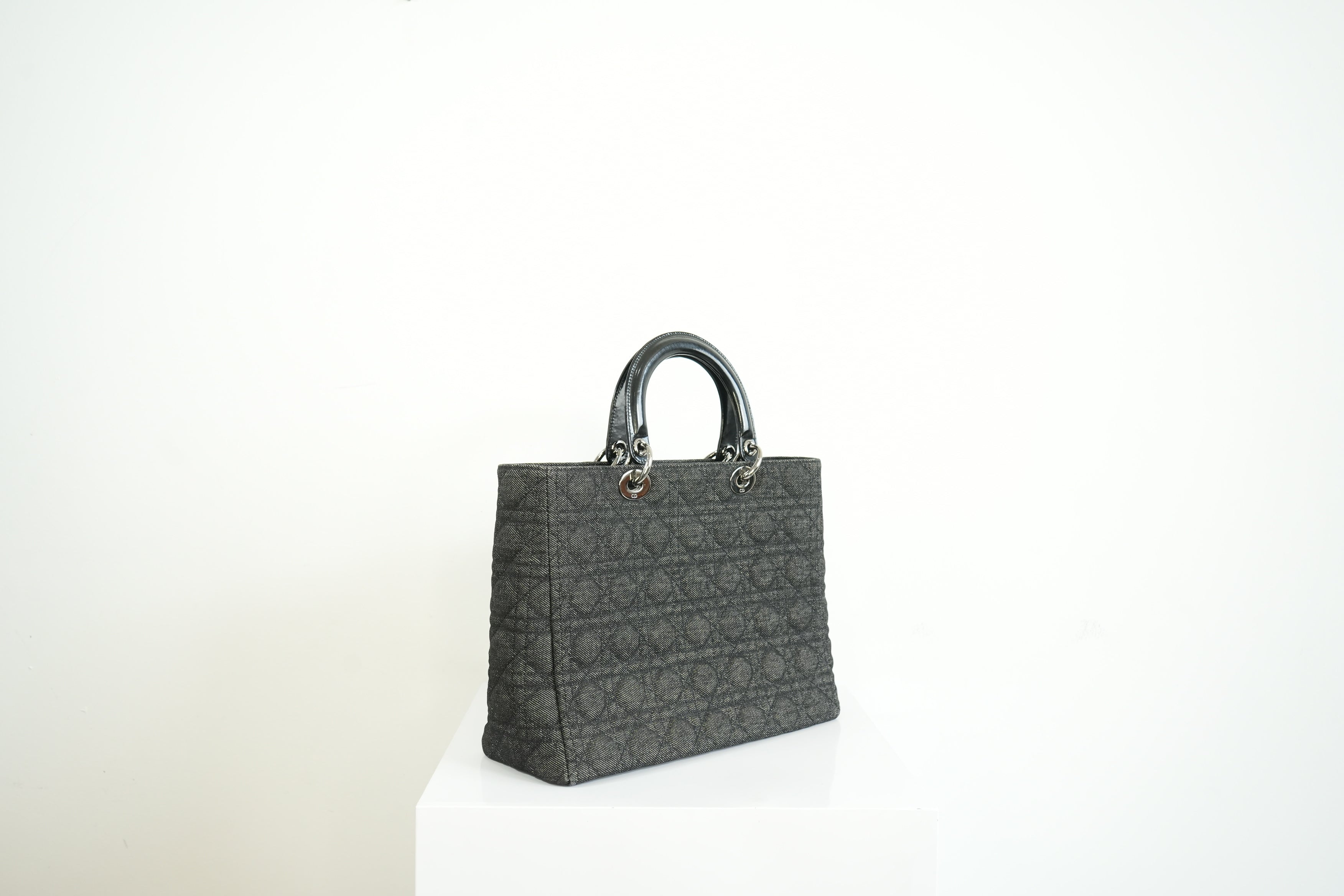 Christian Dior Black Denim Lady Dior Bag