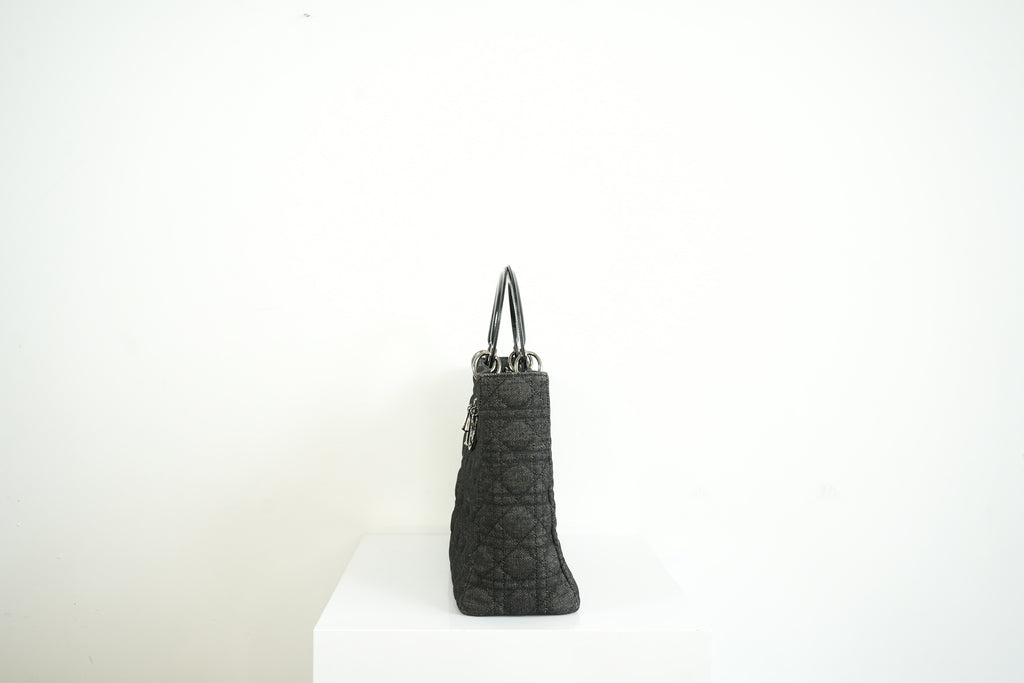 Christian Dior Black Denim Lady Dior Bag