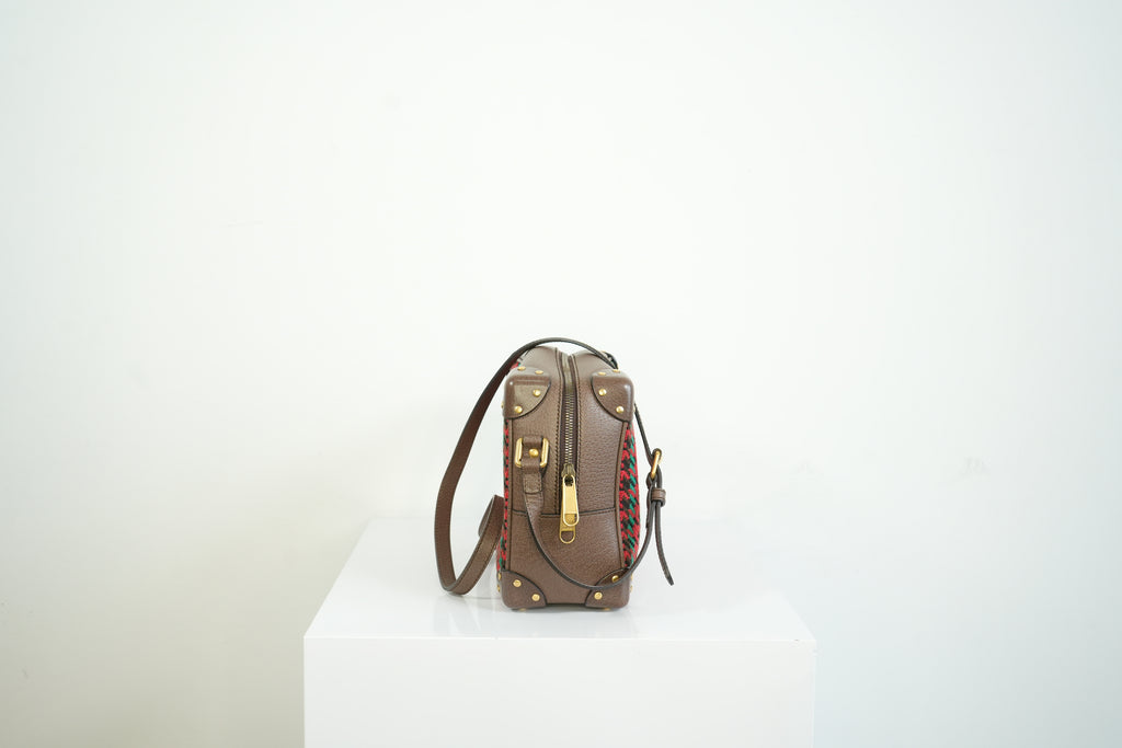 Gucci Houndstooth Stripe Interlocking G Trunk Shoulder Bag