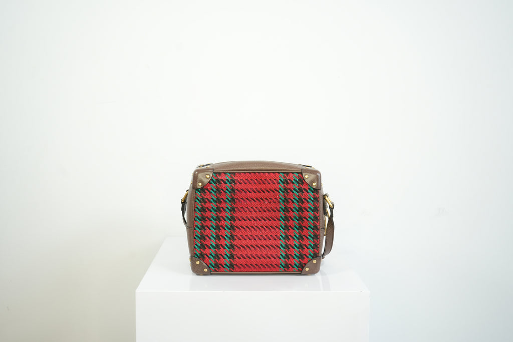 Gucci Houndstooth Stripe Interlocking G Trunk Shoulder Bag